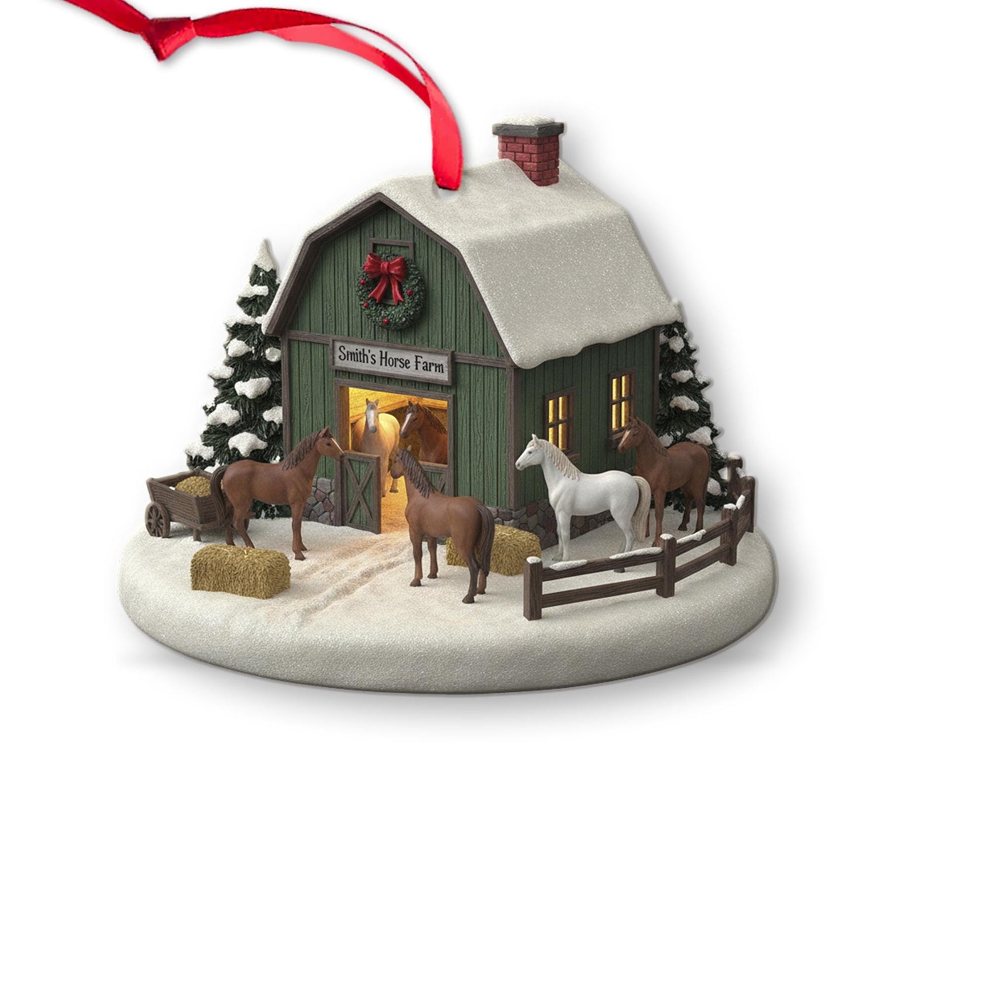 Personalized Horse Farm Christmas Ornament – Barn Holiday Decor