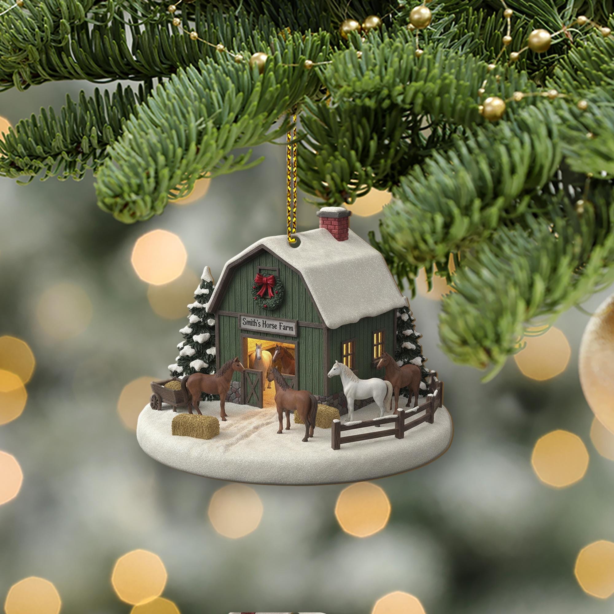 Personalized Horse Farm Christmas Ornament – Barn Holiday Decor