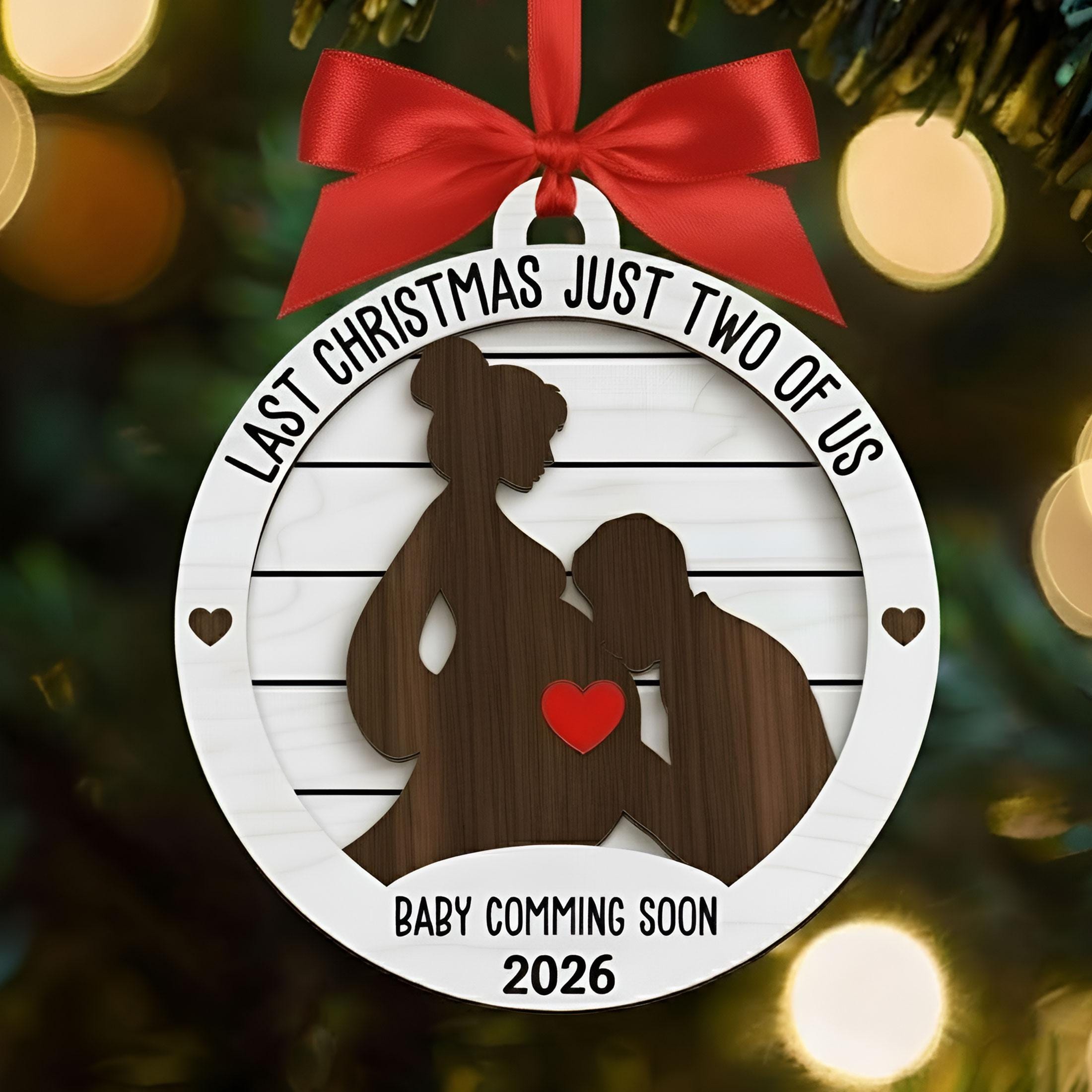 Custom Expecting Parents Ornament: Pregnancy Reveal Christmas Keepsake, Personalized Baby Coming Soon 2026 Gift