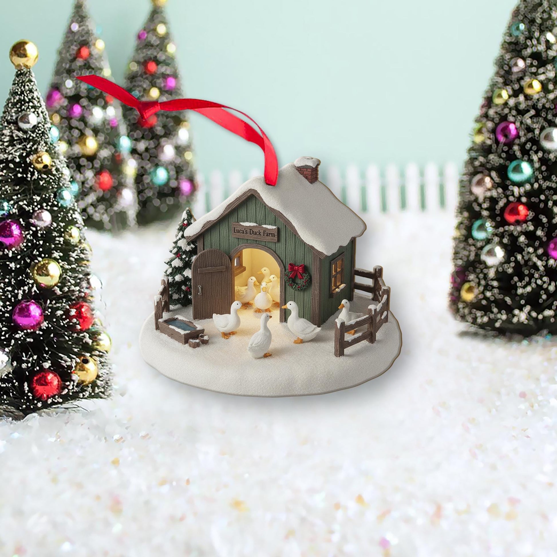 Personalized Duck Farm Christmas Ornament – Rustic Barn Holiday Decor