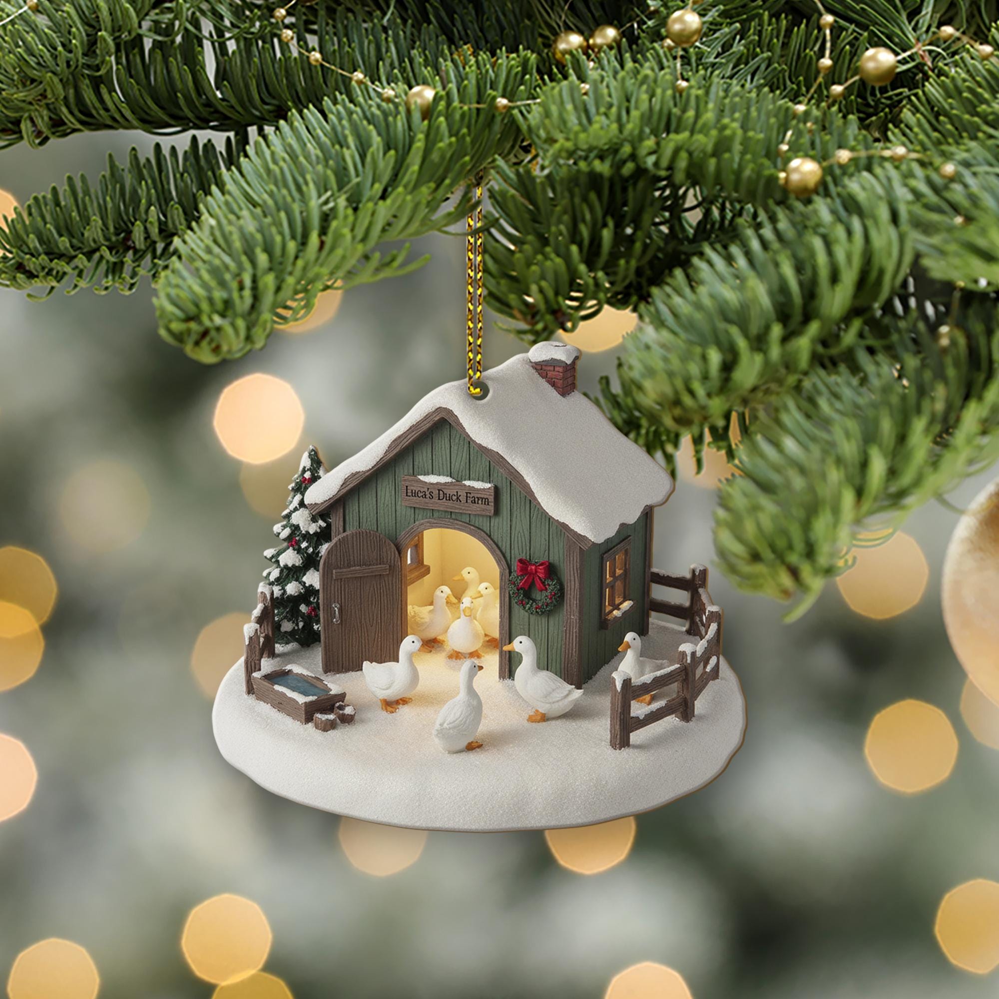 Personalized Duck Farm Christmas Ornament – Rustic Barn Holiday Decor