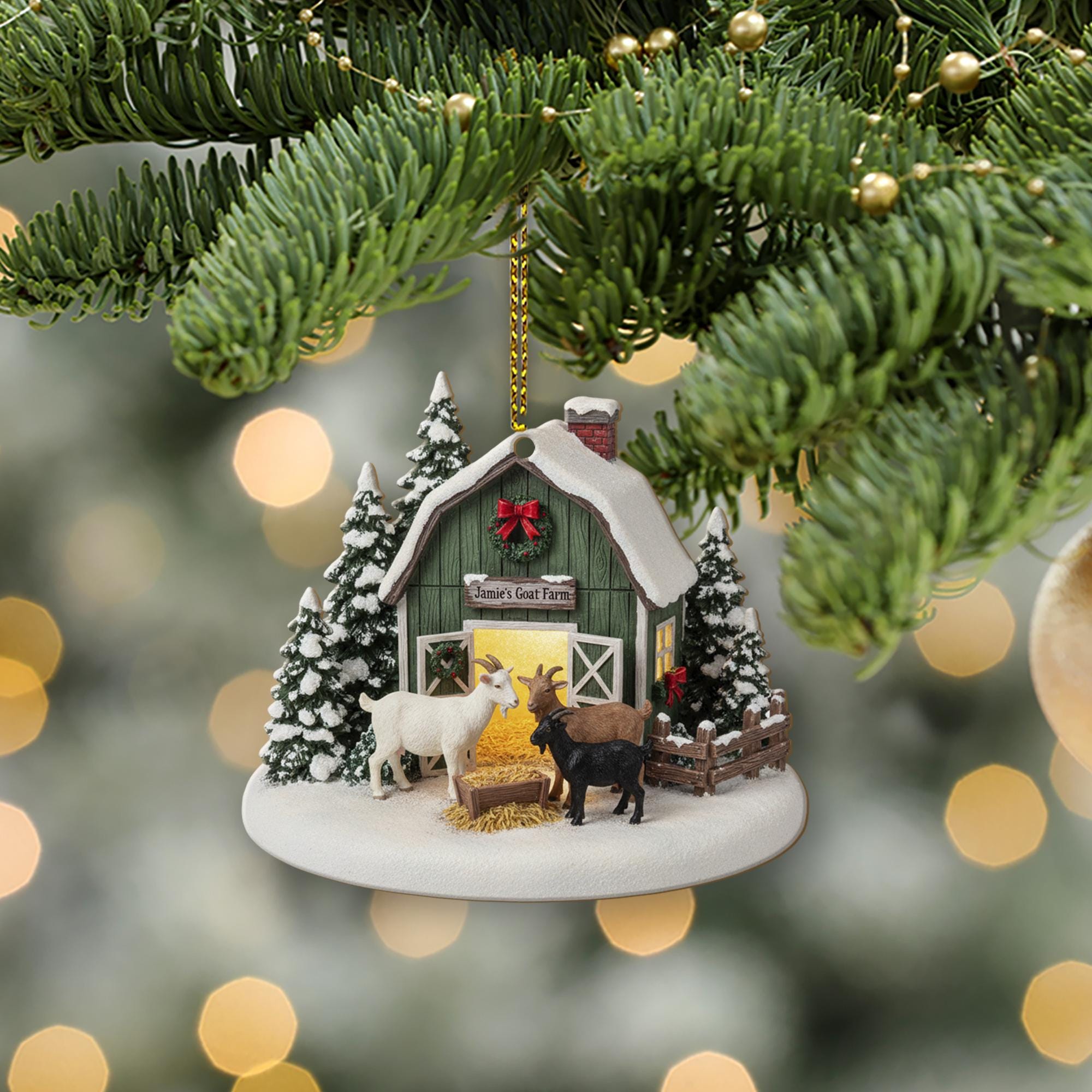 Custom Goat Barn Christmas Ornament – Farmhouse Holiday Keepsake