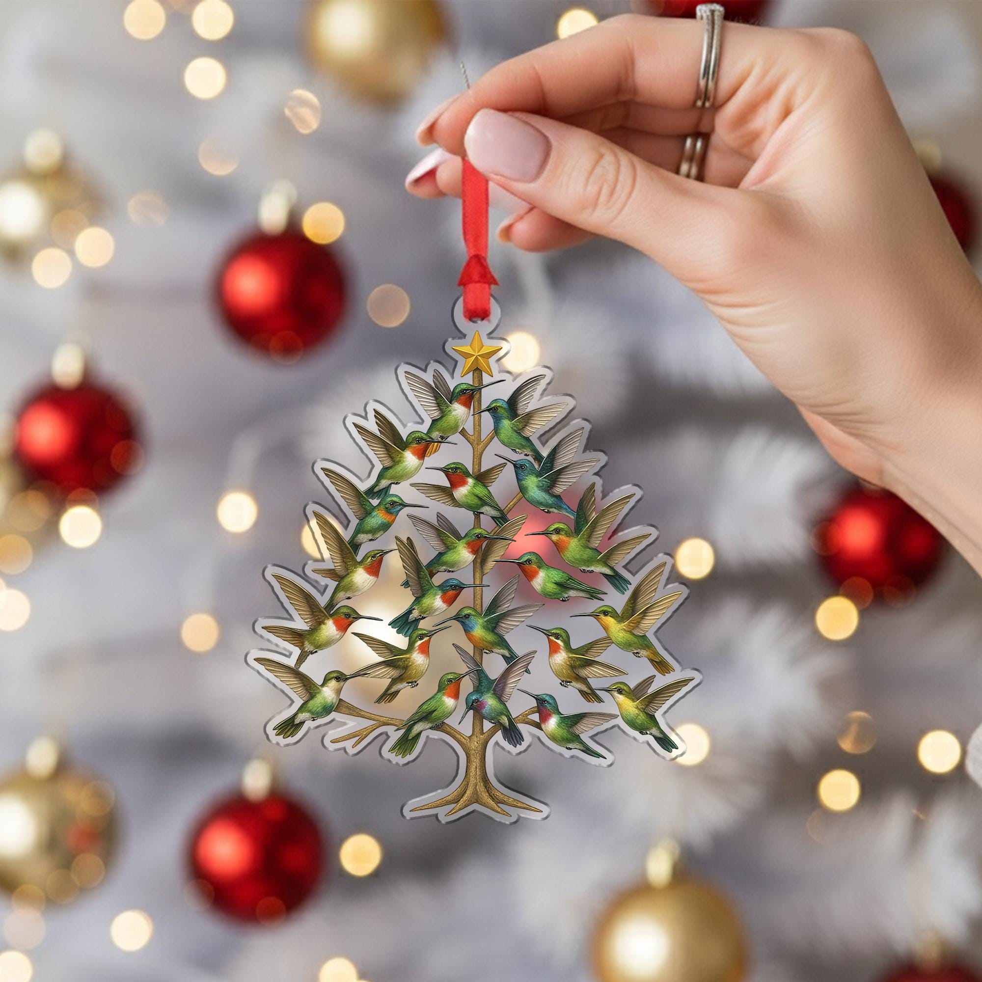 Personalized Hummingbird Christmas Ornament – Bird Tree Acrylic Holiday Keepsake
