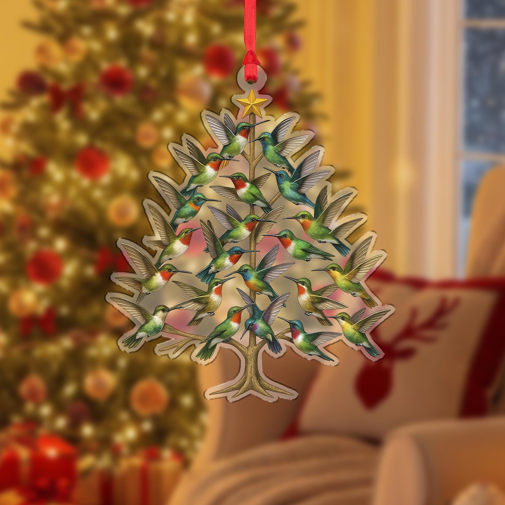 Personalized Hummingbird Christmas Ornament – Bird Tree Acrylic Holiday Keepsake