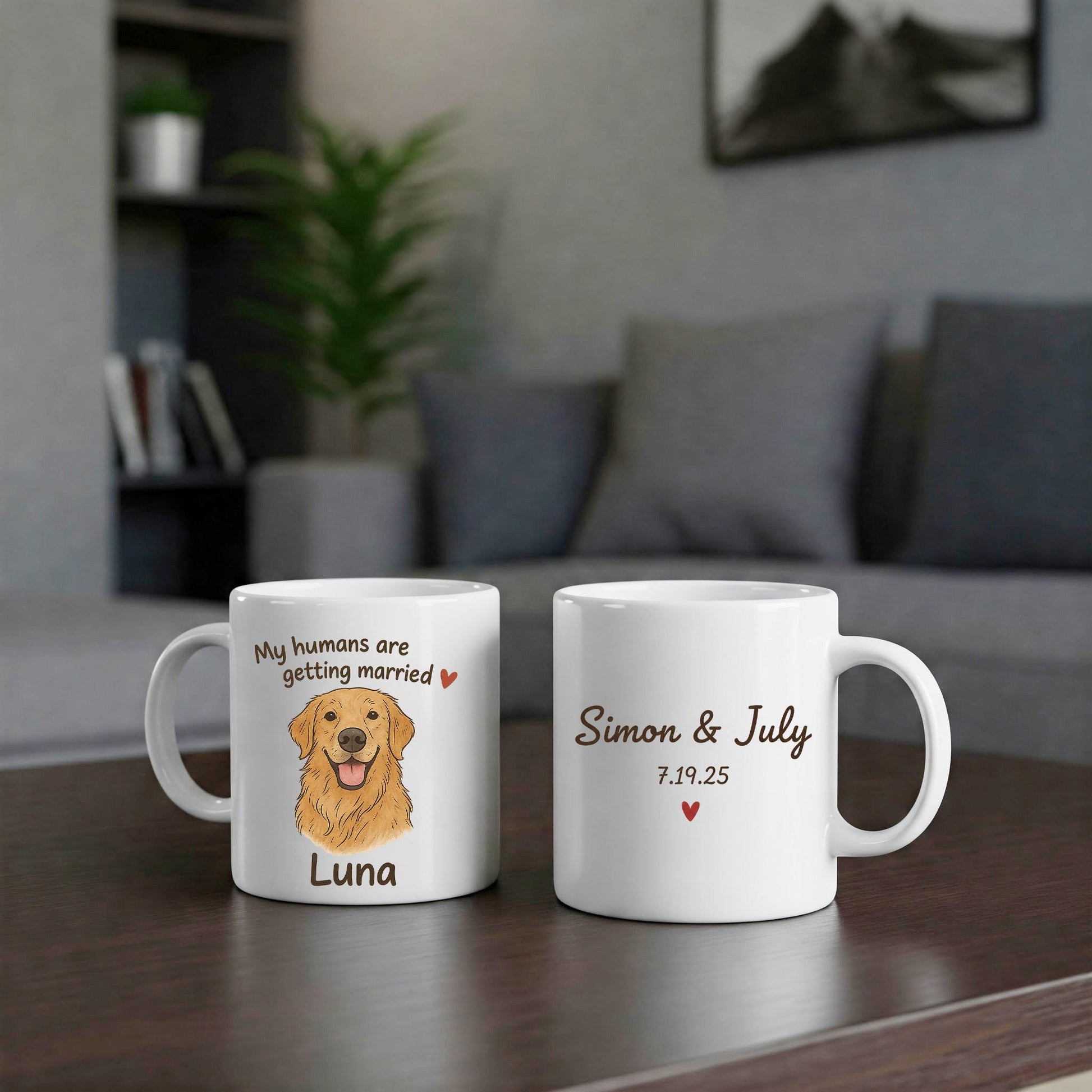 Custom Pet Wedding Announcement Coffee Mug: Engagement Gift