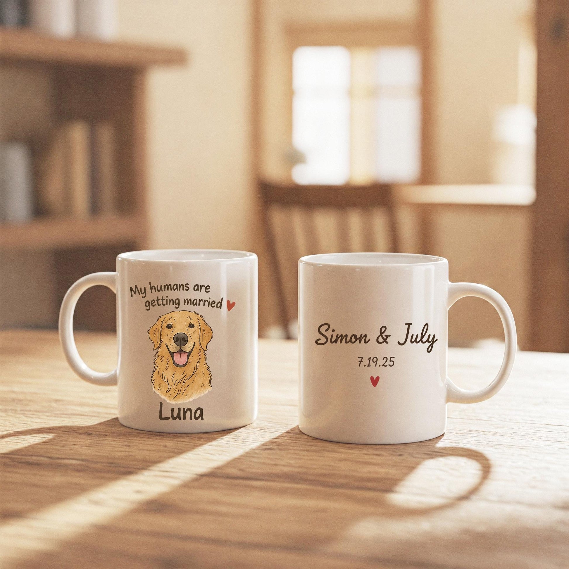Custom Pet Wedding Announcement Coffee Mug: Engagement Gift