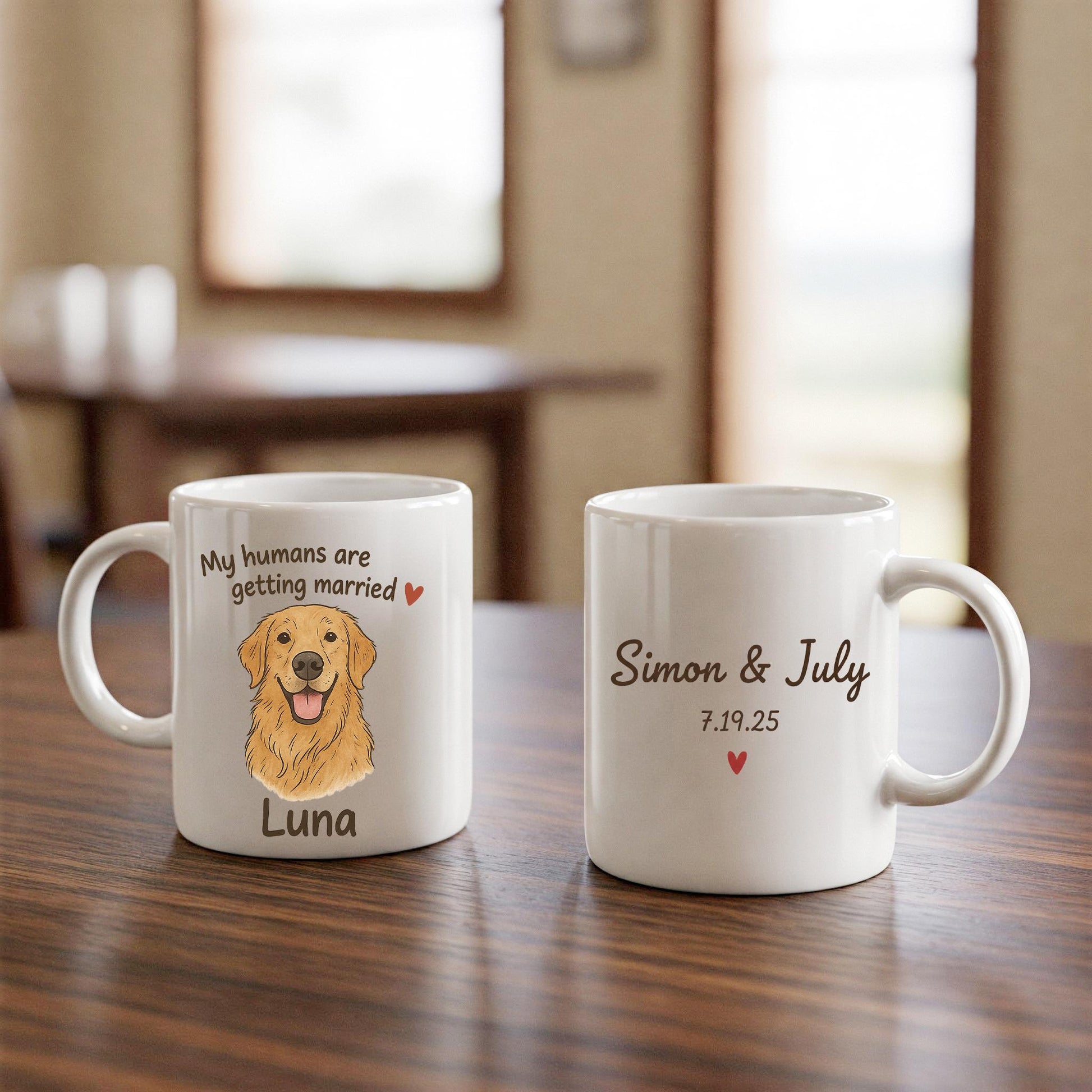 Custom Pet Wedding Announcement Coffee Mug: Engagement Gift
