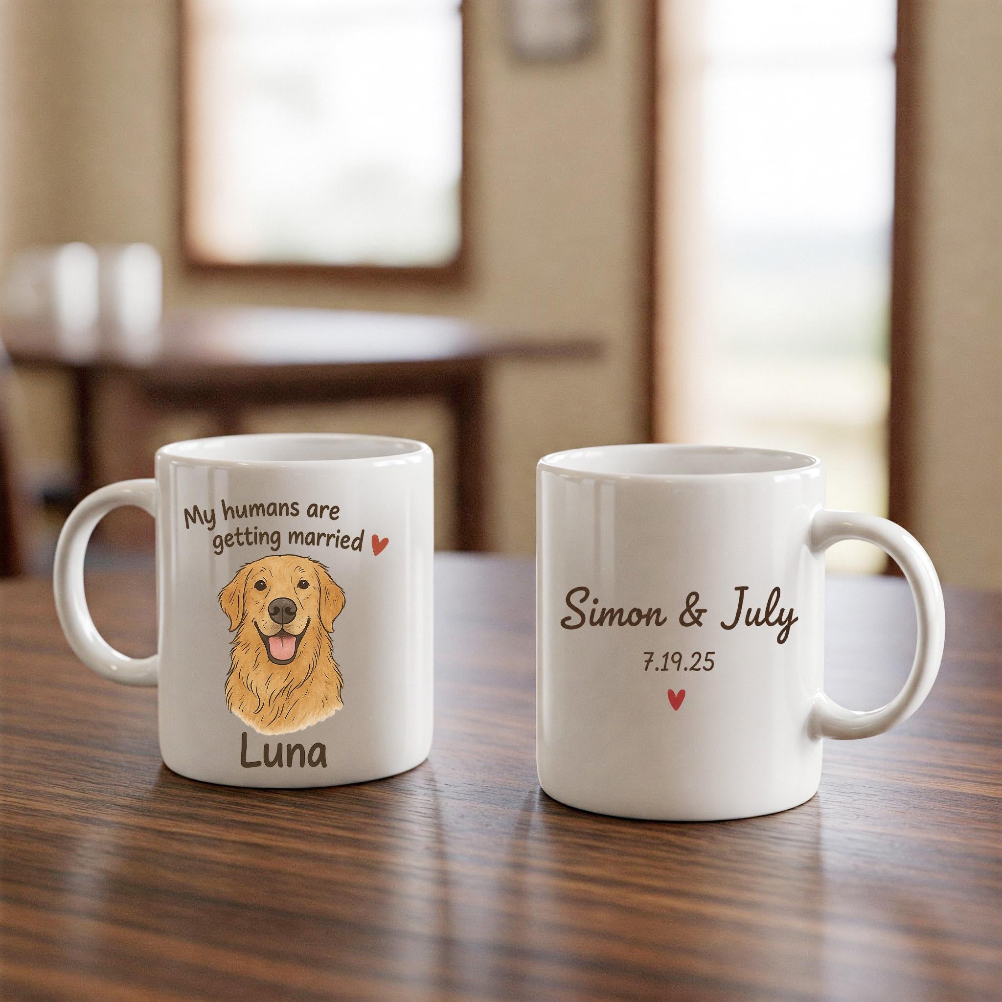 Custom Pet Wedding Announcement Coffee Mug: Engagement Gift
