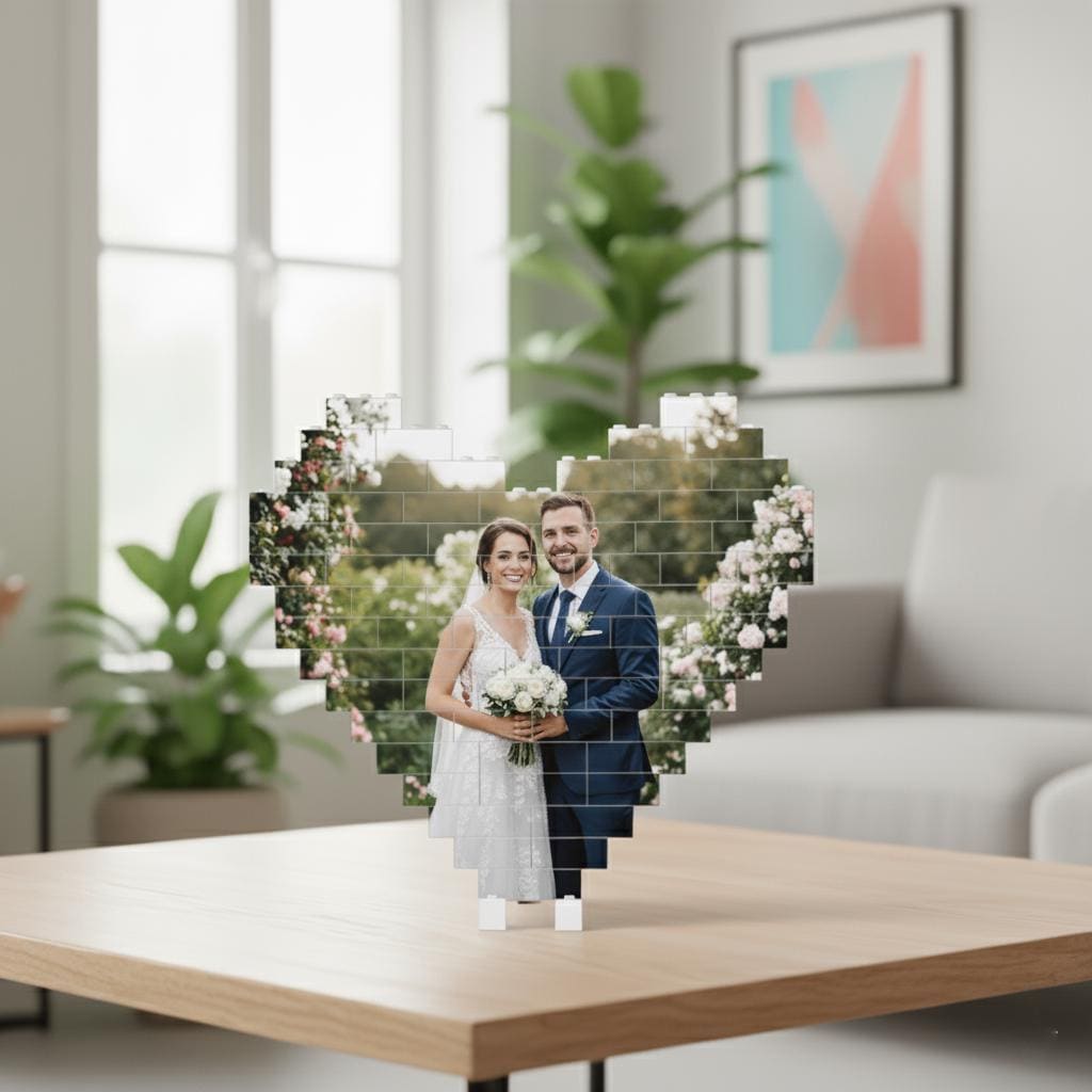 Custom Wedding Photo Heart Building Blocks Display Decoration