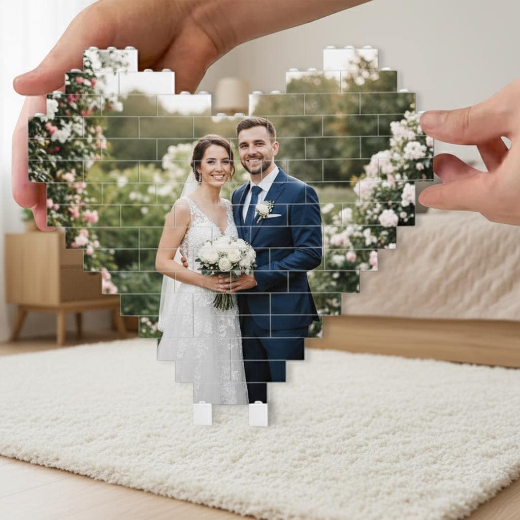 Custom Wedding Photo Heart Building Blocks Display Decoration