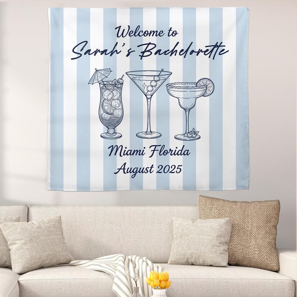Personalized Bachelorette Party Banner – Custom Name Tapestry for Bride Squad