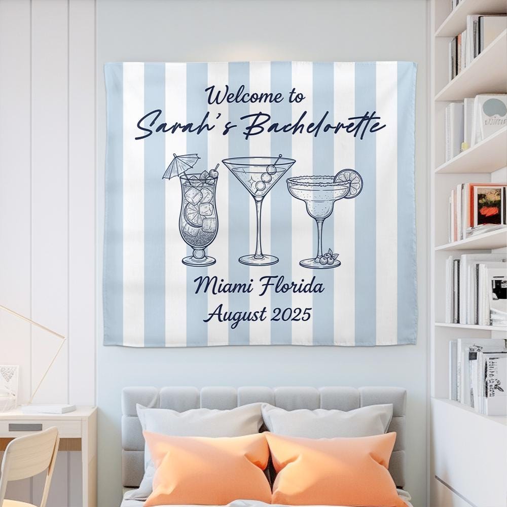 Personalized Bachelorette Party Banner – Custom Name Tapestry for Bride Squad