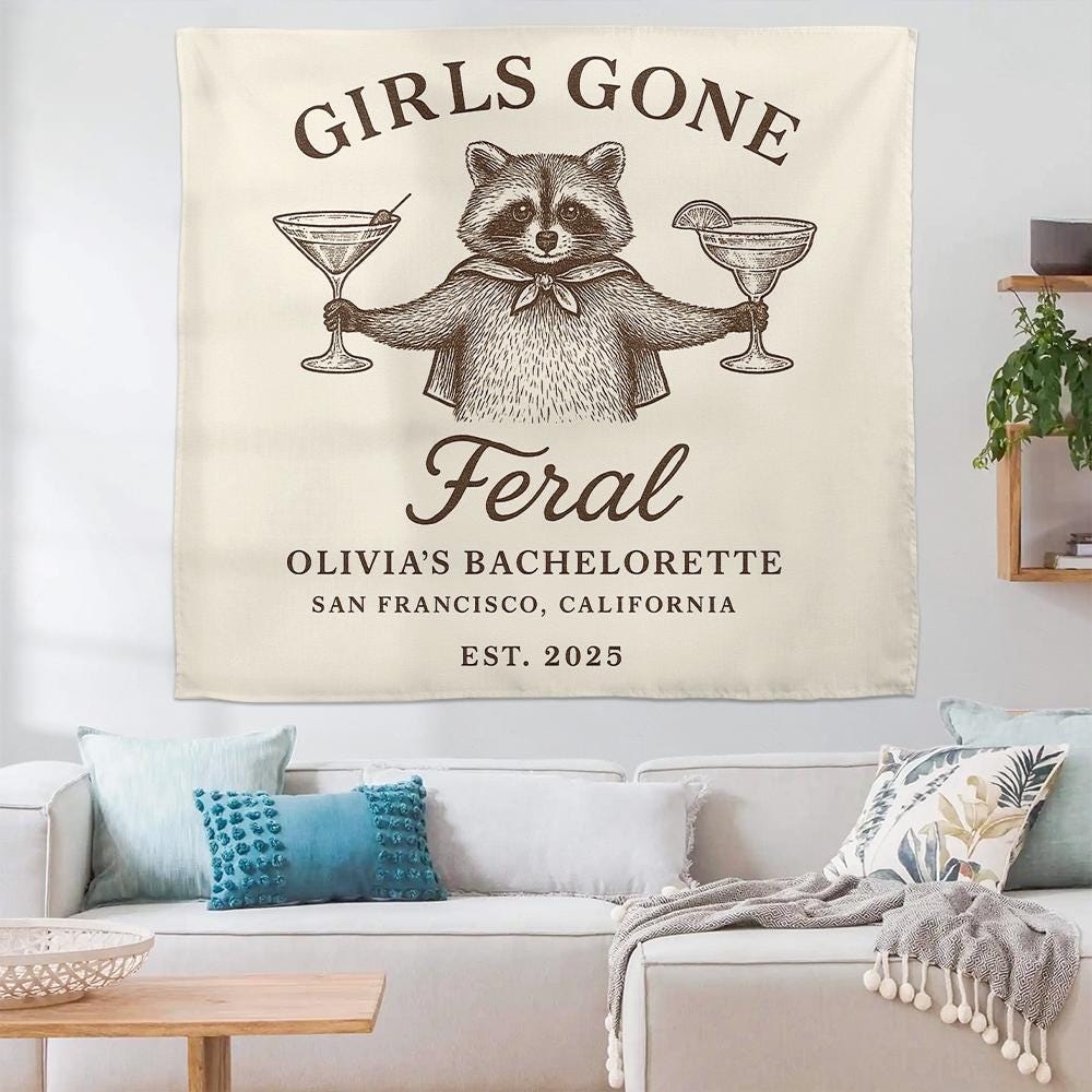 Girls Gone Feral Bachelorette Banner – Funny Party Tapestry