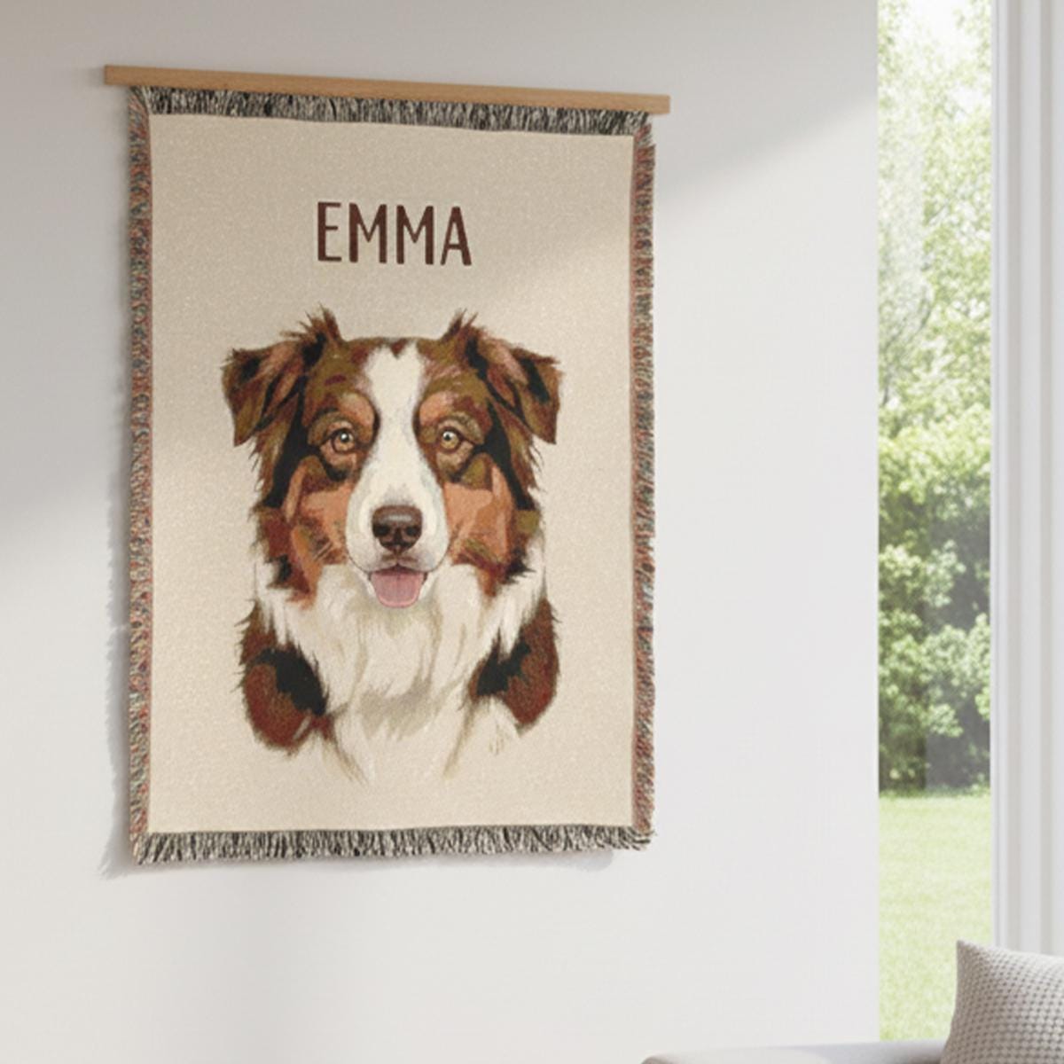 Custom Woven Pet Blanket – Personalized Dog Portrait Throw