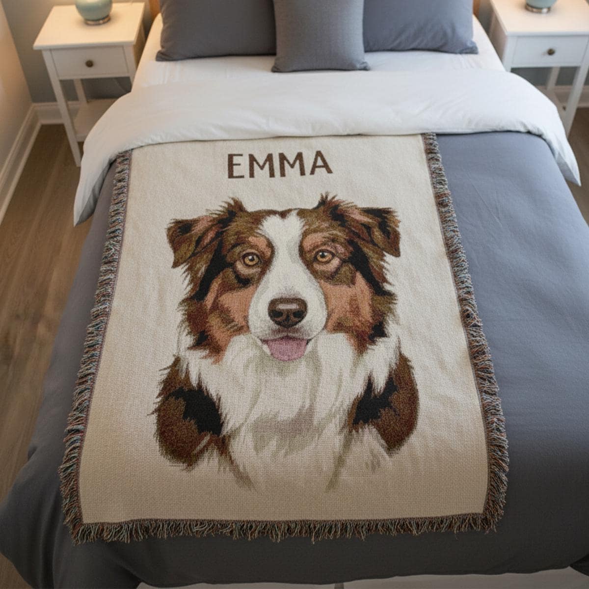 Custom Woven Pet Blanket – Personalized Dog Portrait Throw