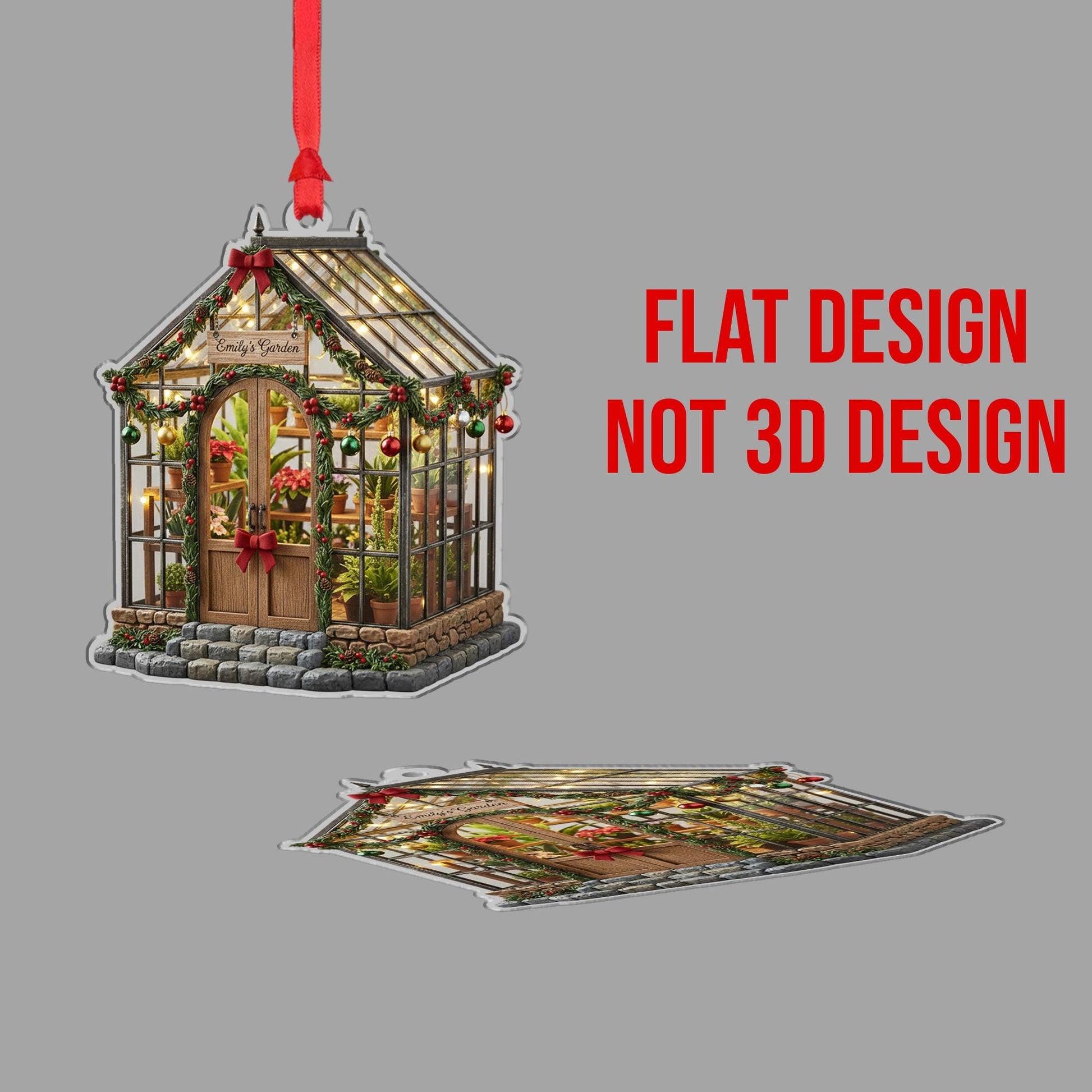 Custom Garden Greenhouse Ornament – Personalized Holiday Decor for Plant Lovers