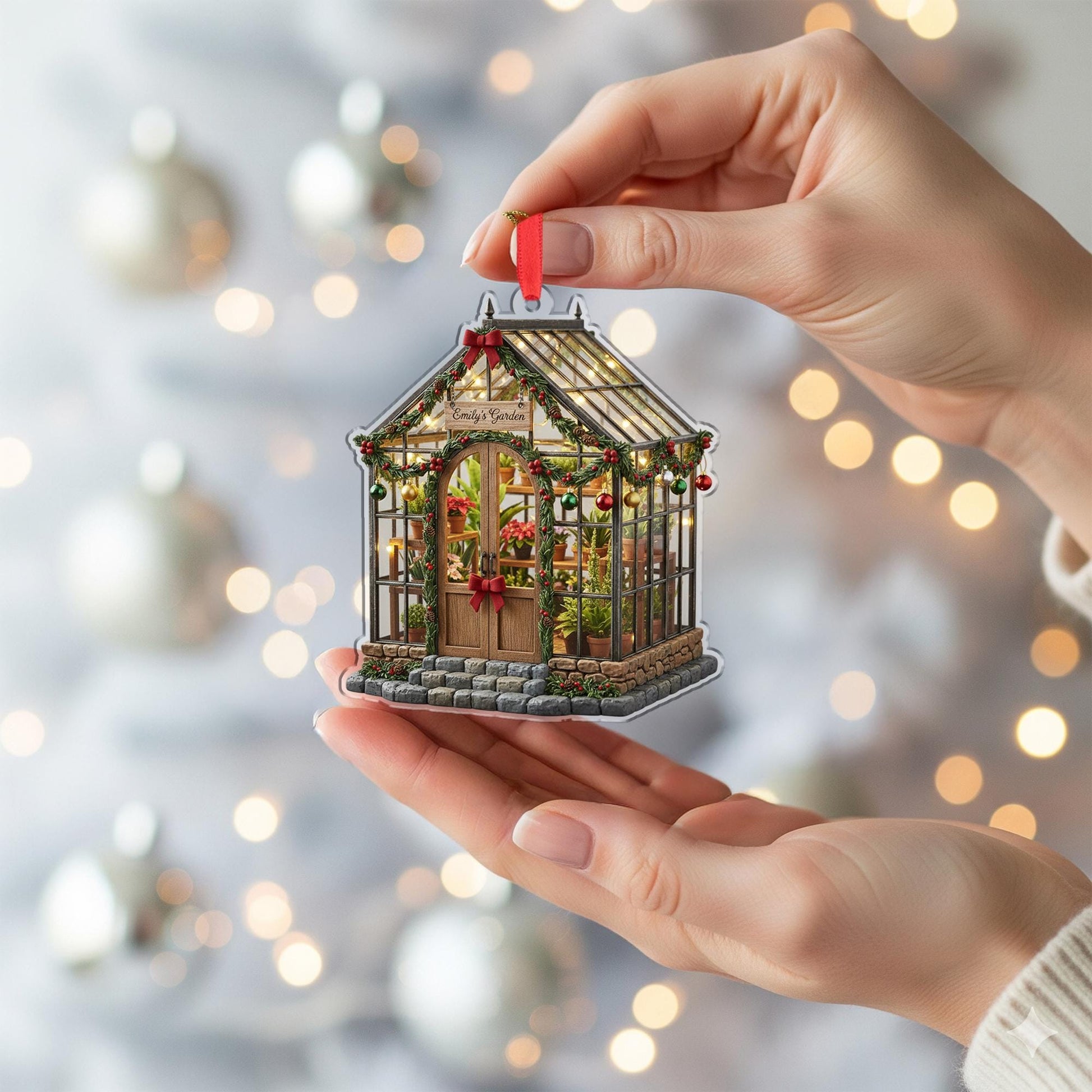 Custom Garden Greenhouse Ornament – Personalized Holiday Decor for Plant Lovers