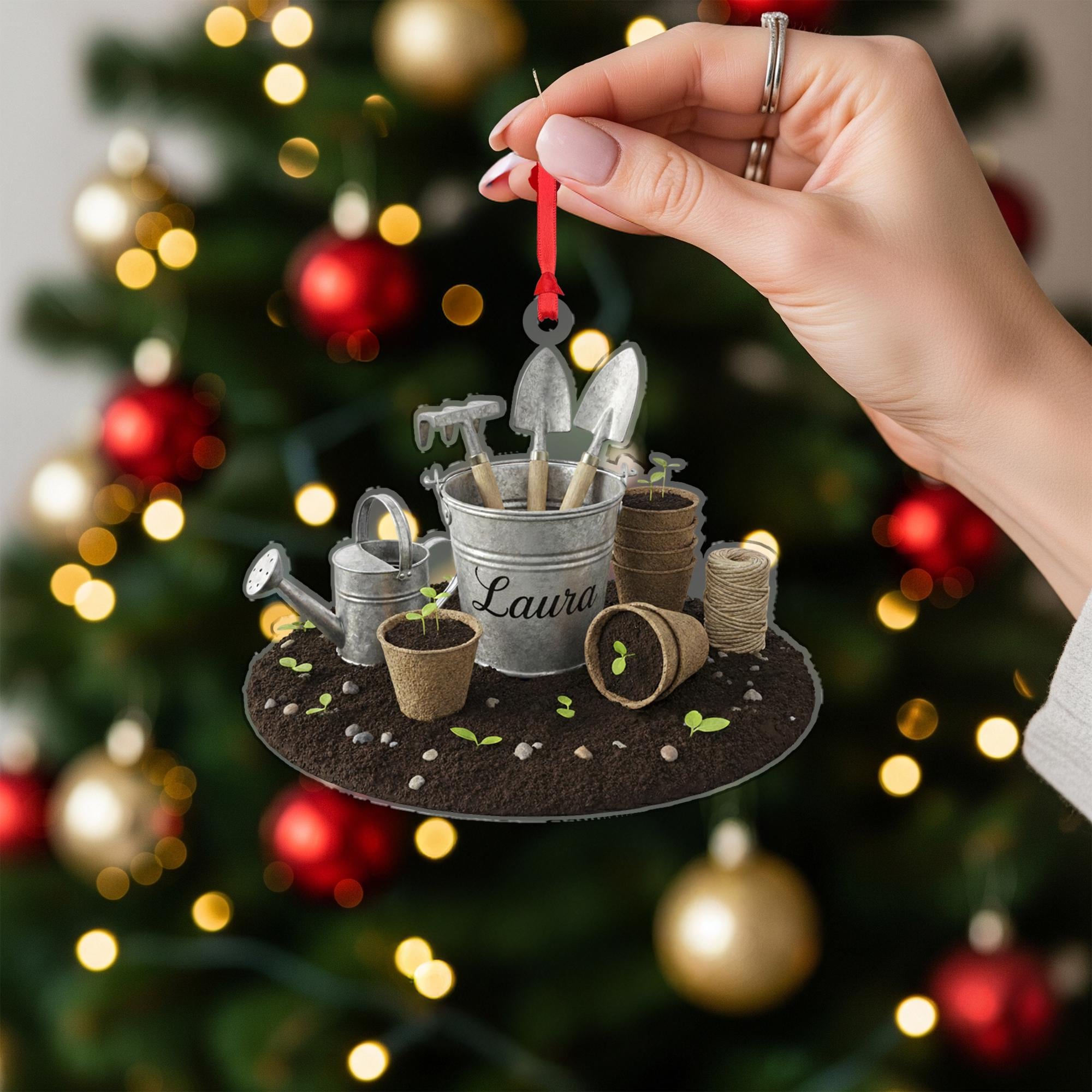 Custom Gardening Ornament – Personalized Holiday Decor for Plant Enthusiasts