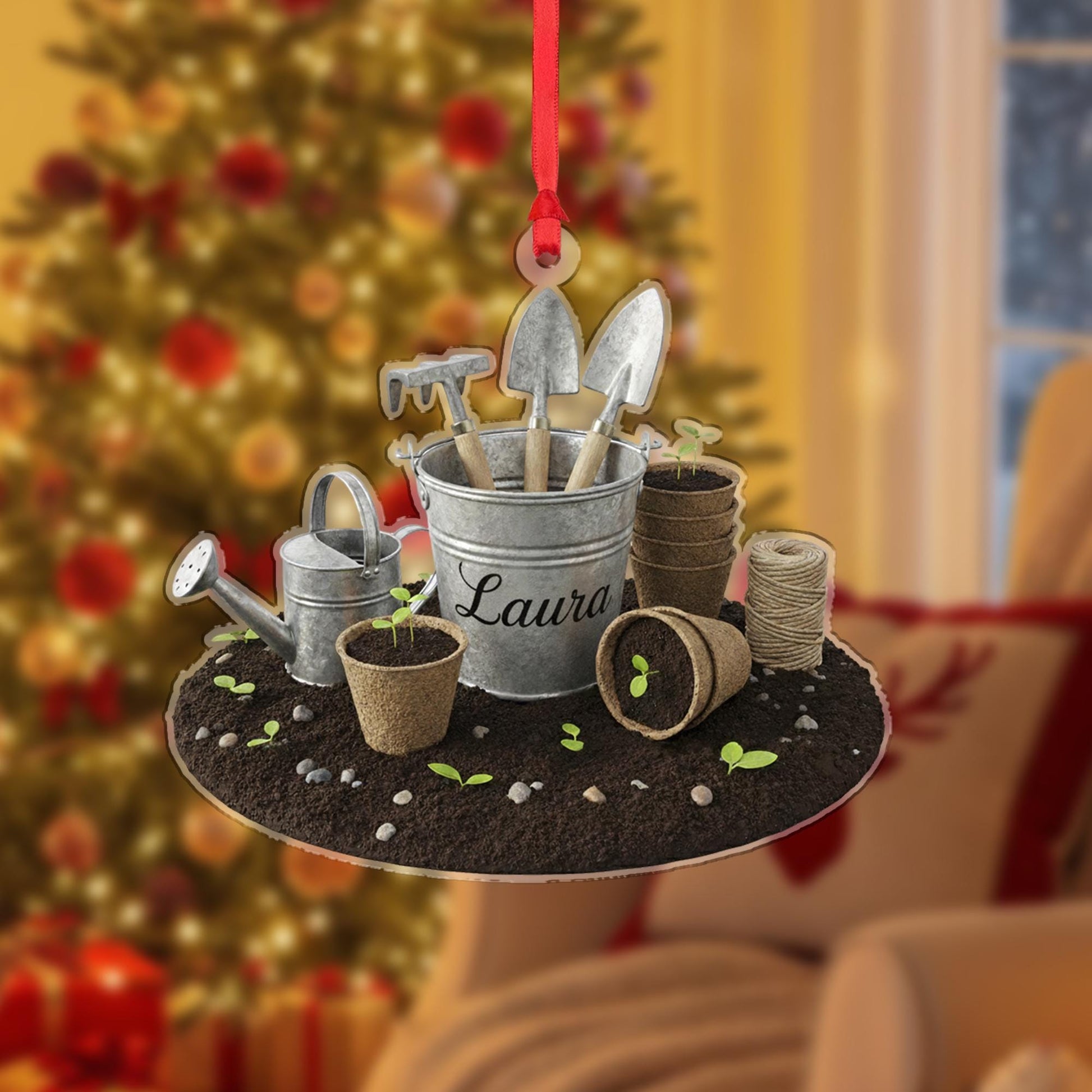 Custom Gardening Ornament – Personalized Holiday Decor for Plant Enthusiasts