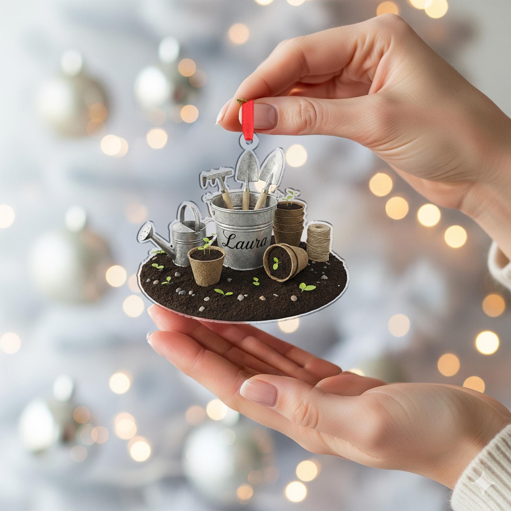 Custom Gardening Ornament – Personalized Holiday Decor for Plant Enthusiasts
