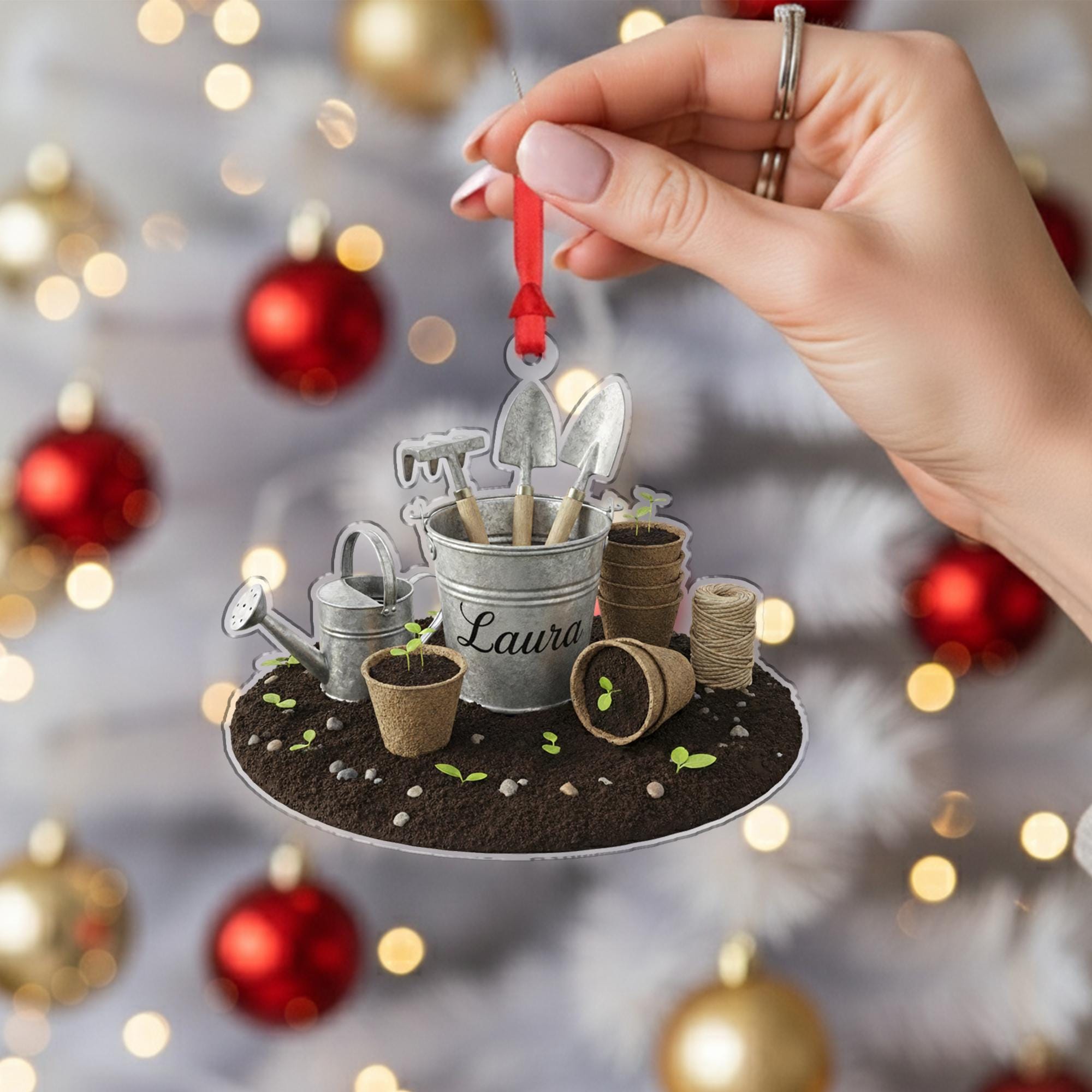 Custom Gardening Ornament – Personalized Holiday Decor for Plant Enthusiasts