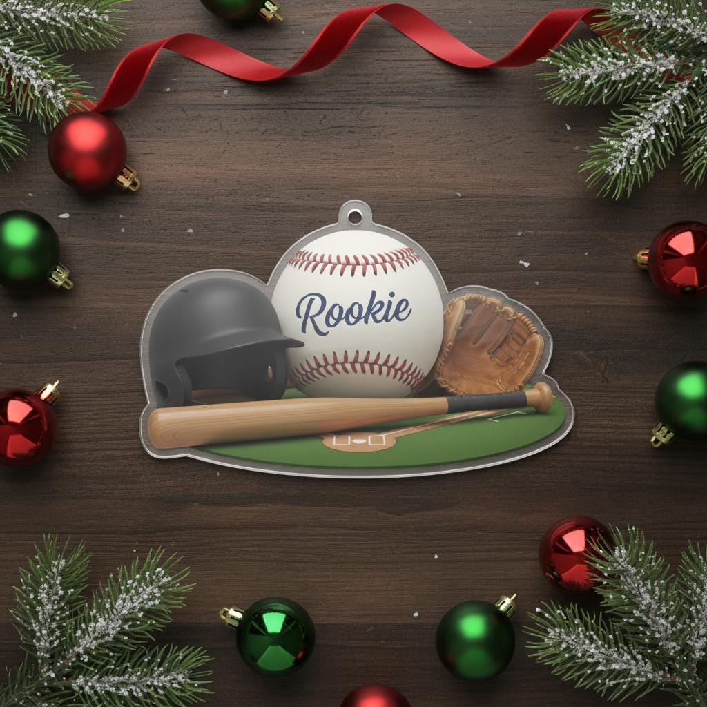Custom Baseball Ornament: Rookie Year Gift, Sports Ornament