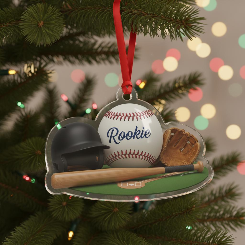 Custom Baseball Ornament: Rookie Year Gift, Sports Ornament