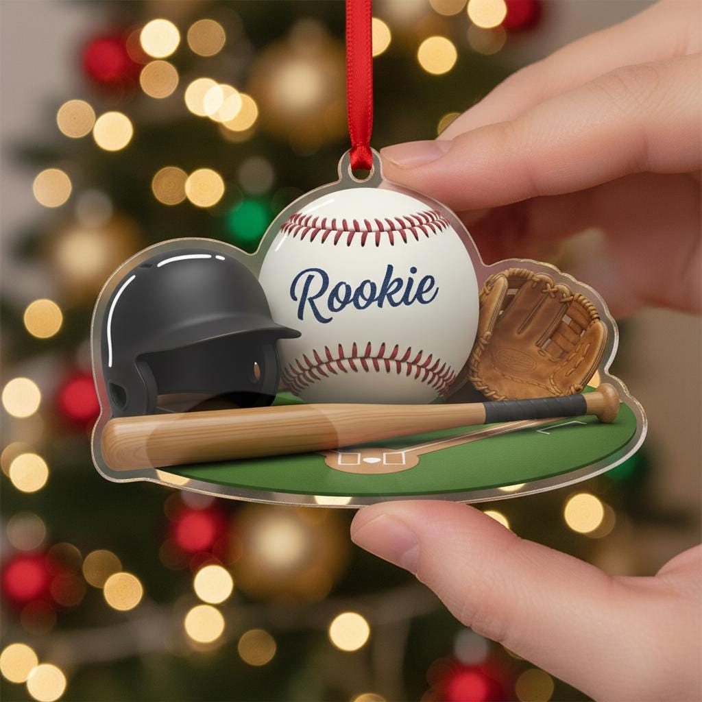 Custom Baseball Ornament: Rookie Year Gift, Sports Ornament