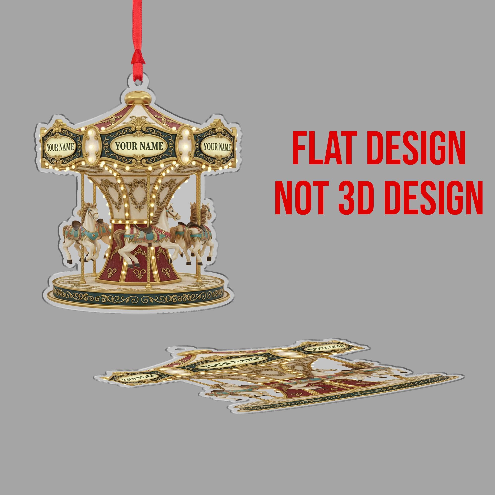 Custom Carousel Ornament – Personalized Nostalgic Holiday Decor with Horses