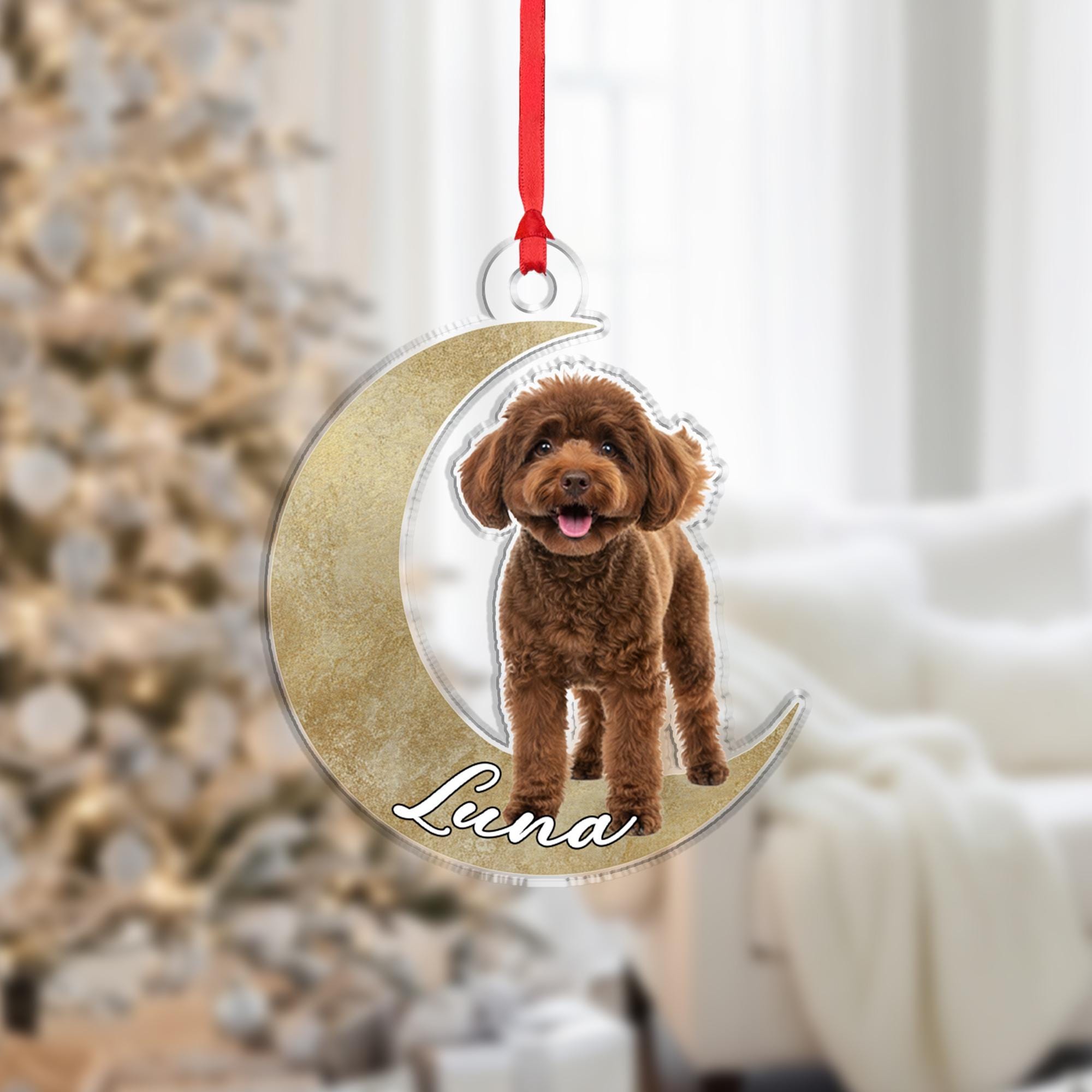 Custom Lunar Ornament — Personalized Moon & Pet Portrait Keepsake