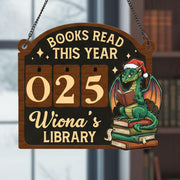 Dragon Library Sign: Books Read This Year Tracker, Fantasy Decor