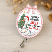 Funny Goose Christmas Badge Reel: Holiday ID Holder