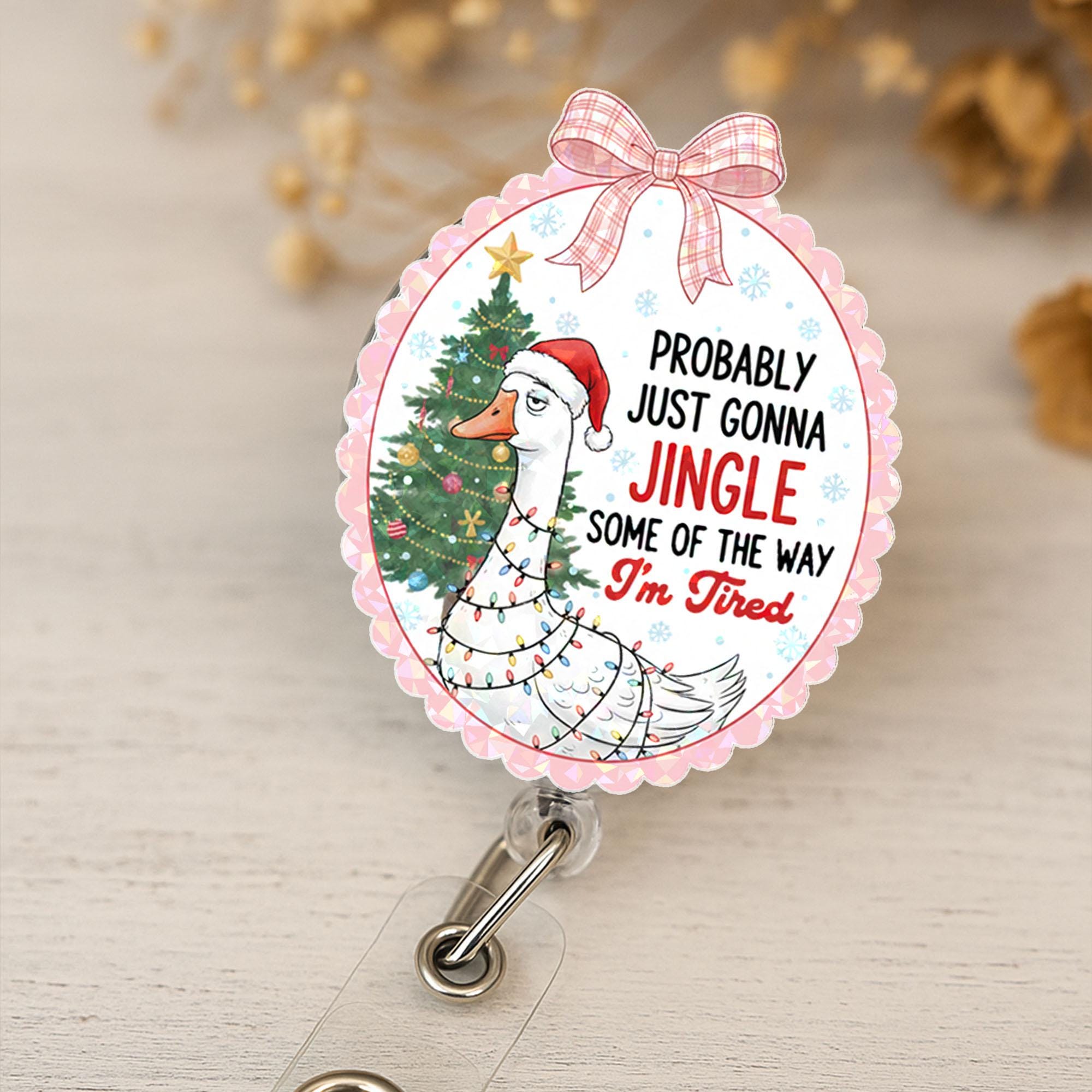 Funny Goose Christmas Badge Reel: Holiday ID Holder