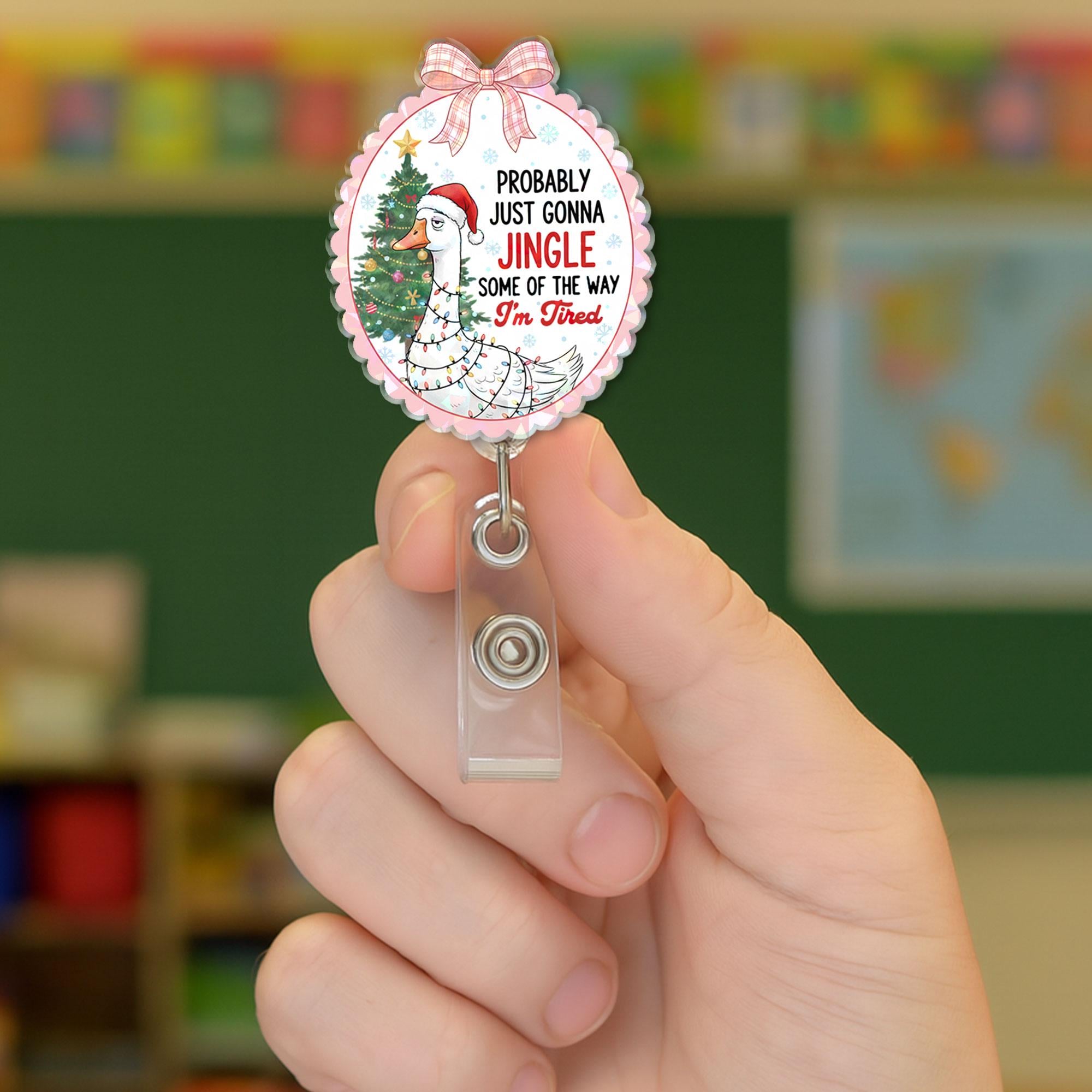 Funny Goose Christmas Badge Reel: Holiday ID Holder