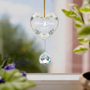 Glass Heart Ornament with Crystal Charm – Personalized Wedding Date & Names