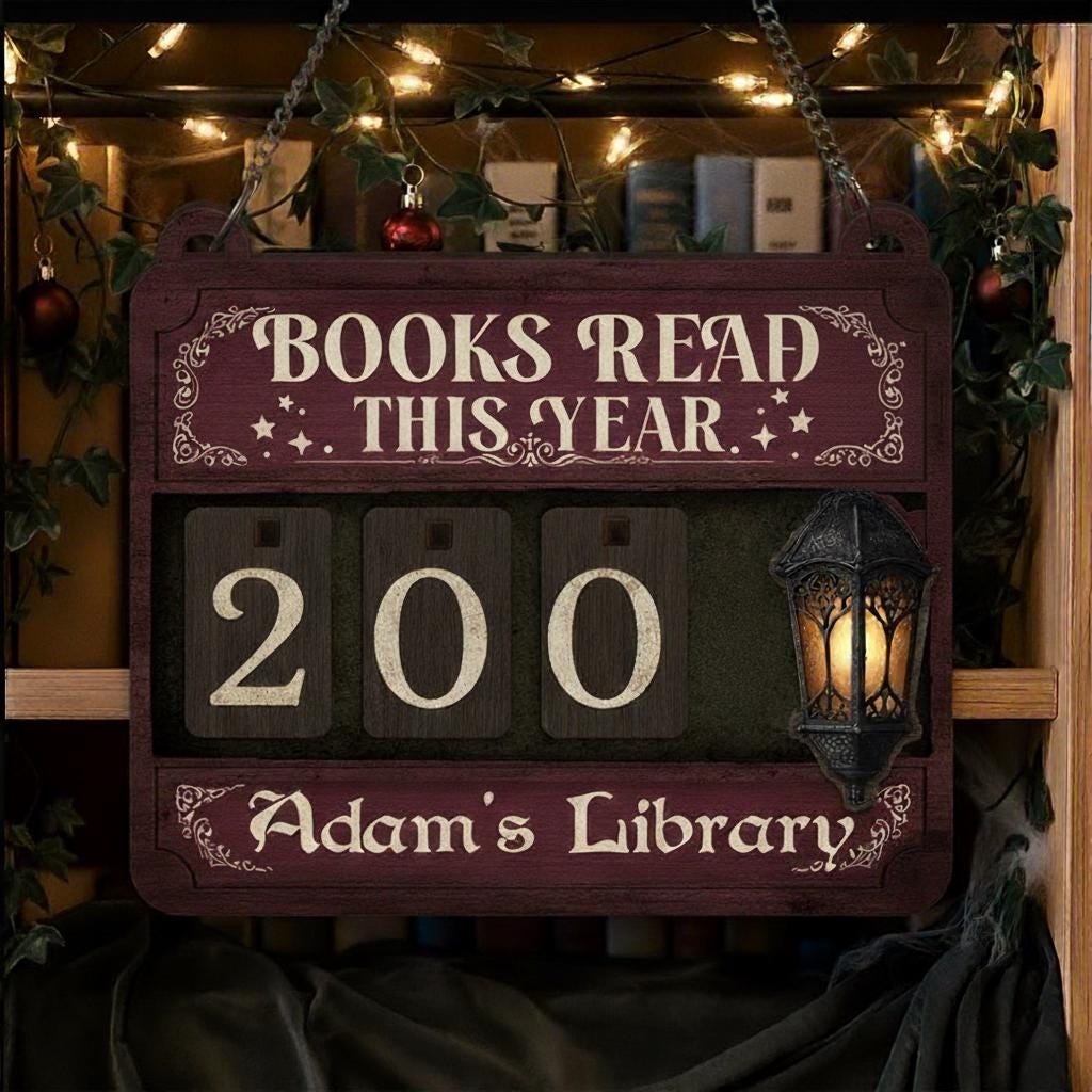 Custom Wooden Book Tracker Sign Personalized Reading Log Library Decor