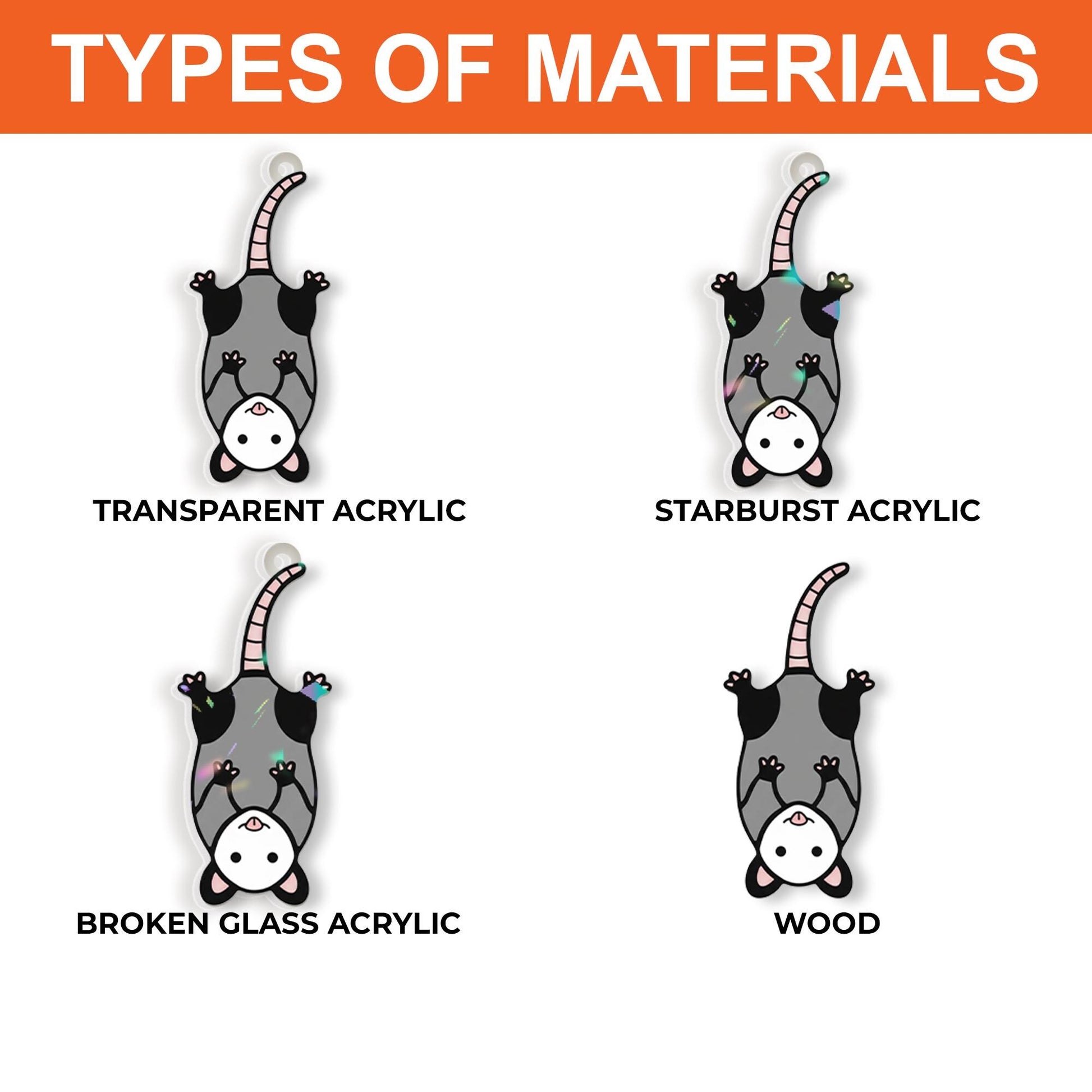 Holographic Opossum Dangle Earrings: Animal Jewelry