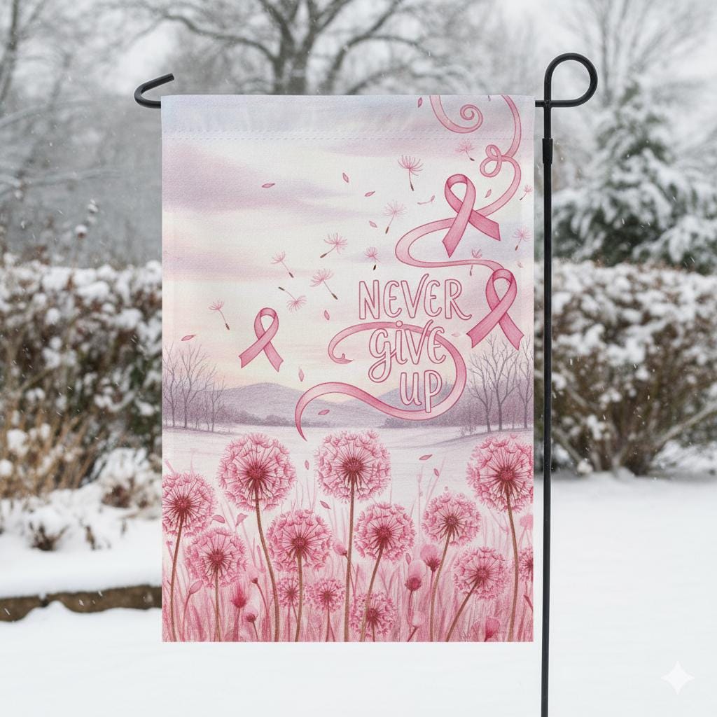 Breast Cancer Awareness Garden Flag – Pink Ribbon Outdoor Decor