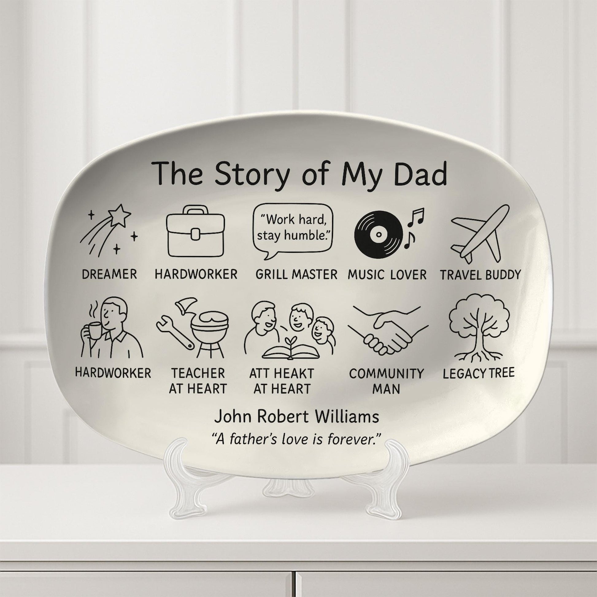 Personalized Memorial Dad Platter: Story of My Dad Remembrance Gift
