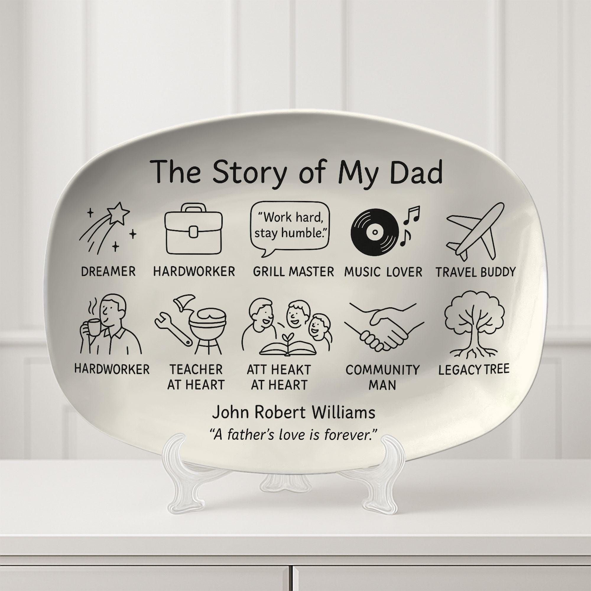 Personalized Memorial Dad Platter: Story of My Dad Remembrance Gift