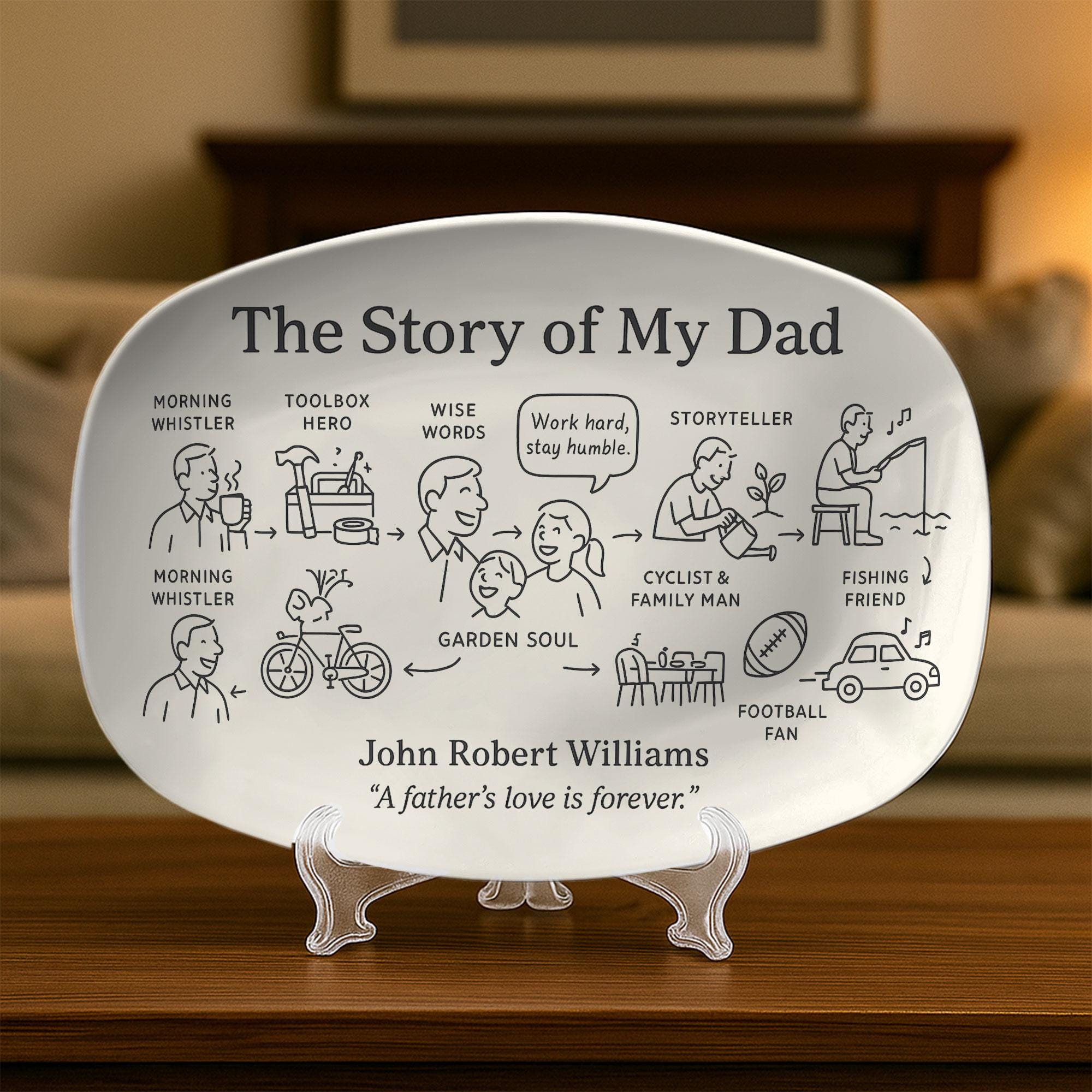 Personalized Memorial Dad Platter: Story of My Dad Remembrance Gift