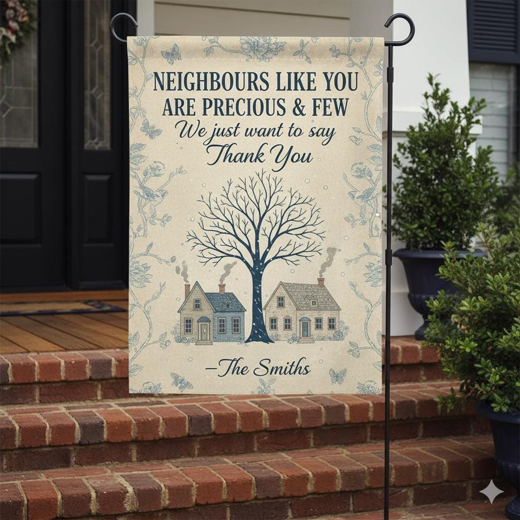 Personalized Neighbor Gift Garden Flag – Thank You Outdoor Yard Decor