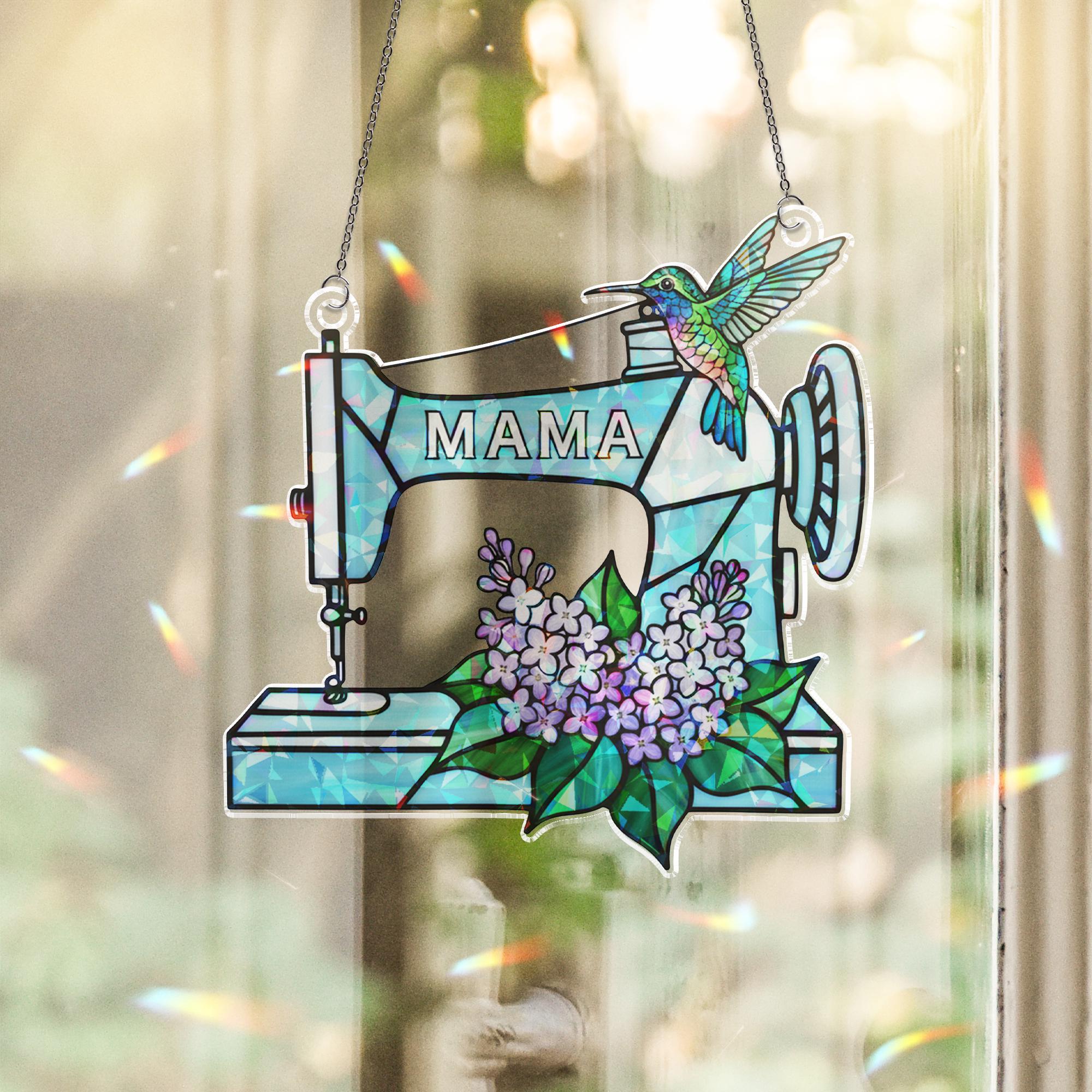 Sewing Machine Hummingbird Window Hanging –  Mama Memorial Gift Home Decor