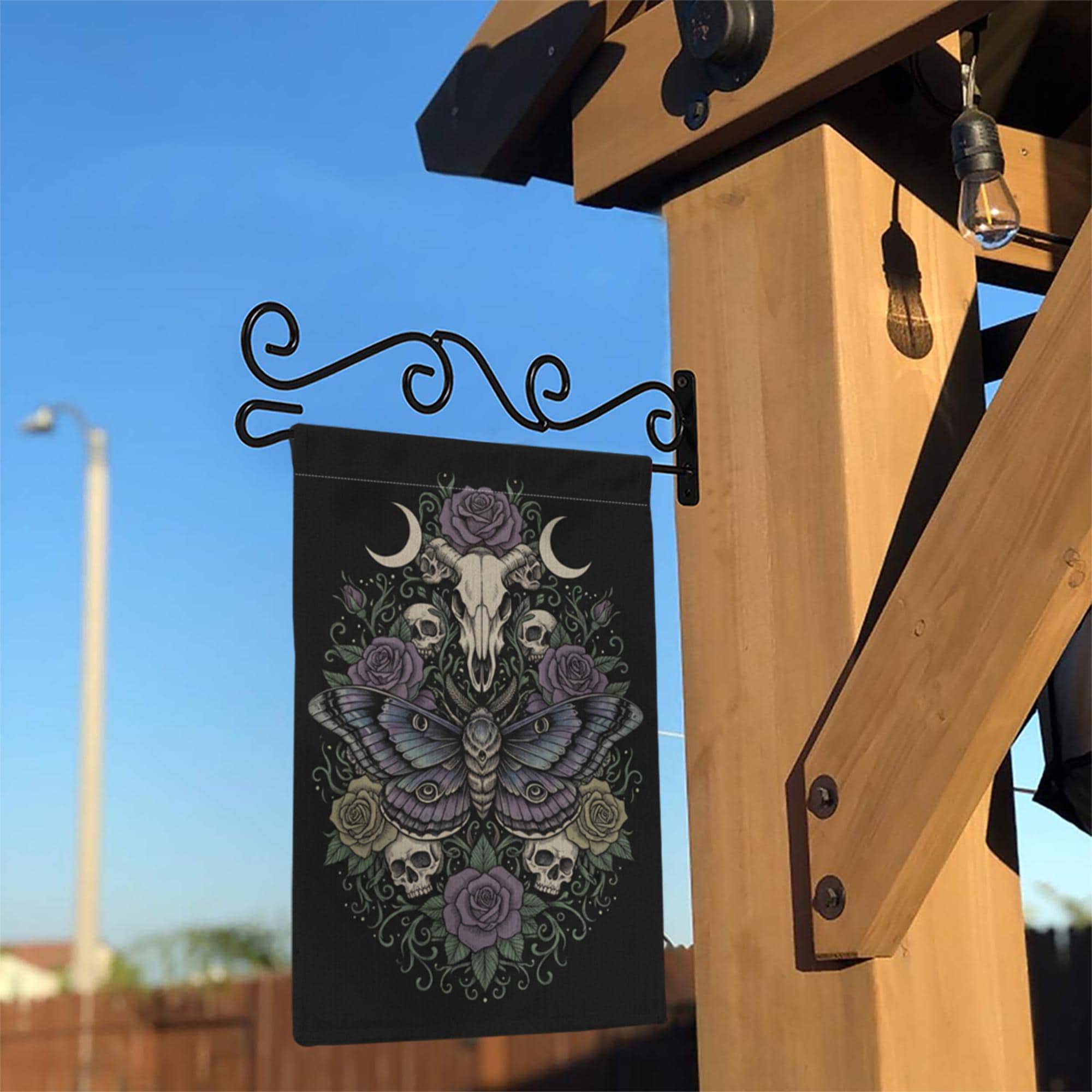 Skull Moth Garden Flag: Gothic Witchy Outdoor Decor