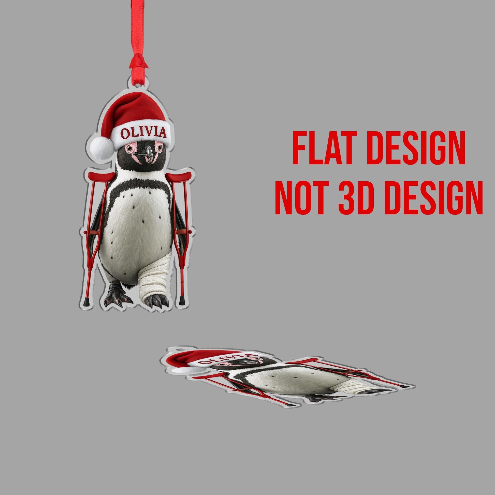 Injured Penguin Ornament – Personalized Christmas Tree Decoration with Name