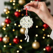 Narcissus Bouquet Christmas Ornament – White Flowers with Ribbon Holiday Decoration