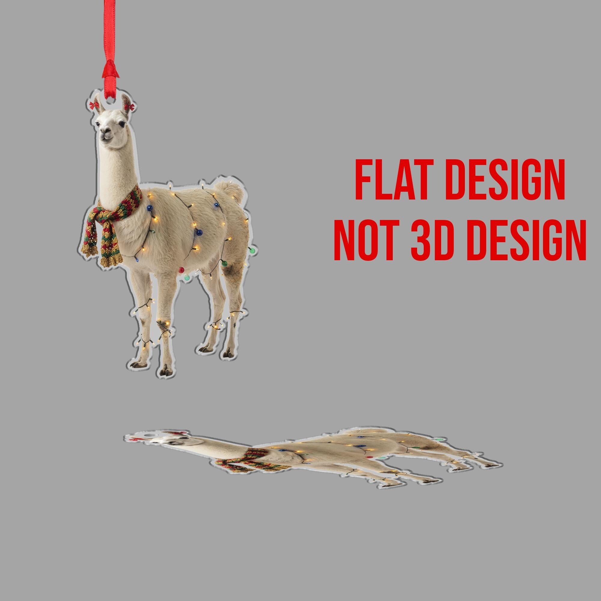 Llama Christmas Ornament – Holiday Tree Decoration with Scarf and String Lights