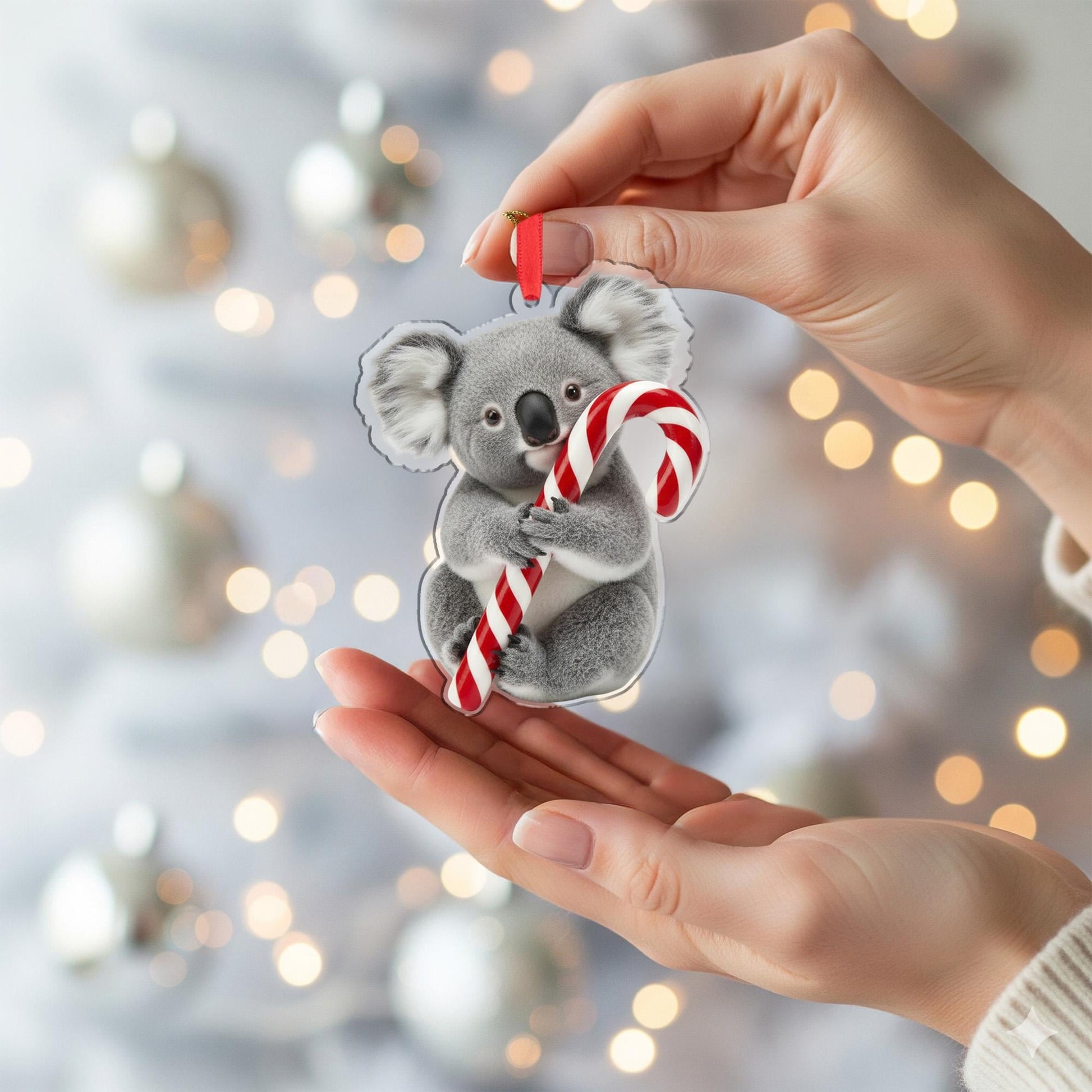 Koala Christmas Ornament – Holiday Tree Decoration with Candy Cane
