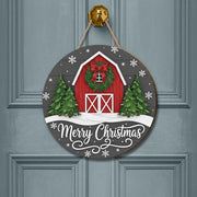 Rustic Barn Christmas Door Sign: Farmhouse Merry Christmas Decor