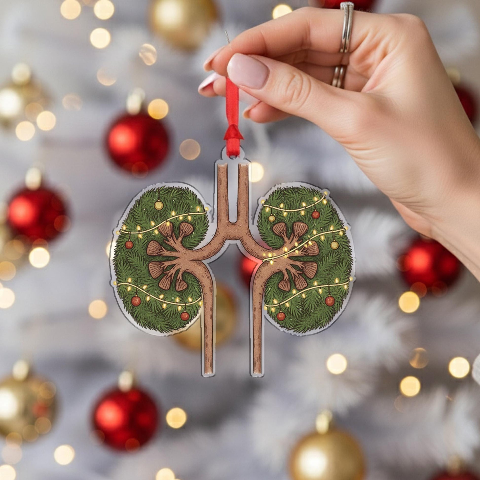 Christmas Kidneys Ornament – Medical Tree Decoration for Nurse, Doctor, Nephrologist